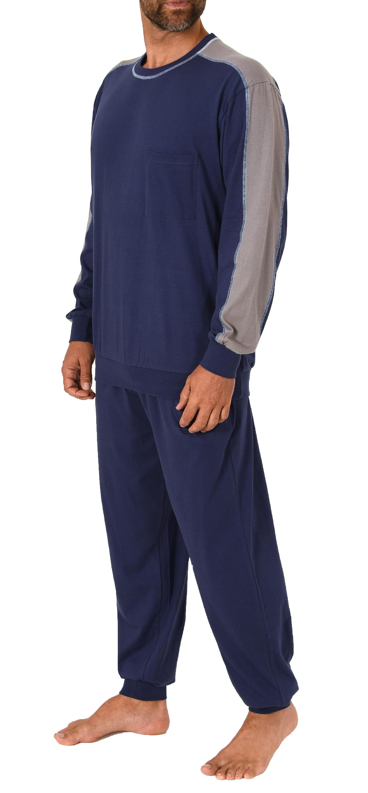 Lässiger Herren langarm Pyjama Schlafanzug mit Bündchen - 212 101 90 844