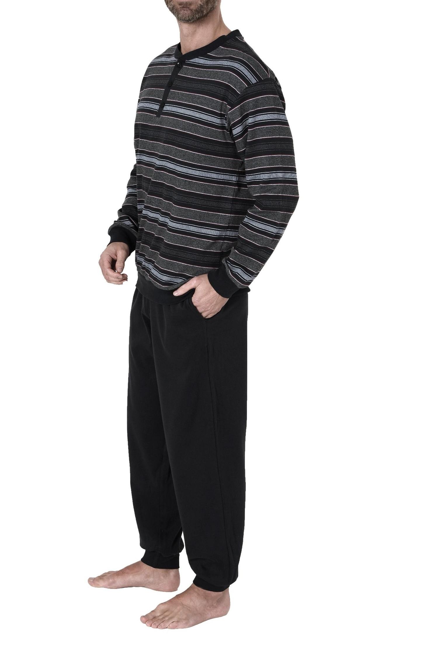 Herren Pyjama mit Bündchen in warmer Kuschel Interlock Qualität - auch in Übergrössen