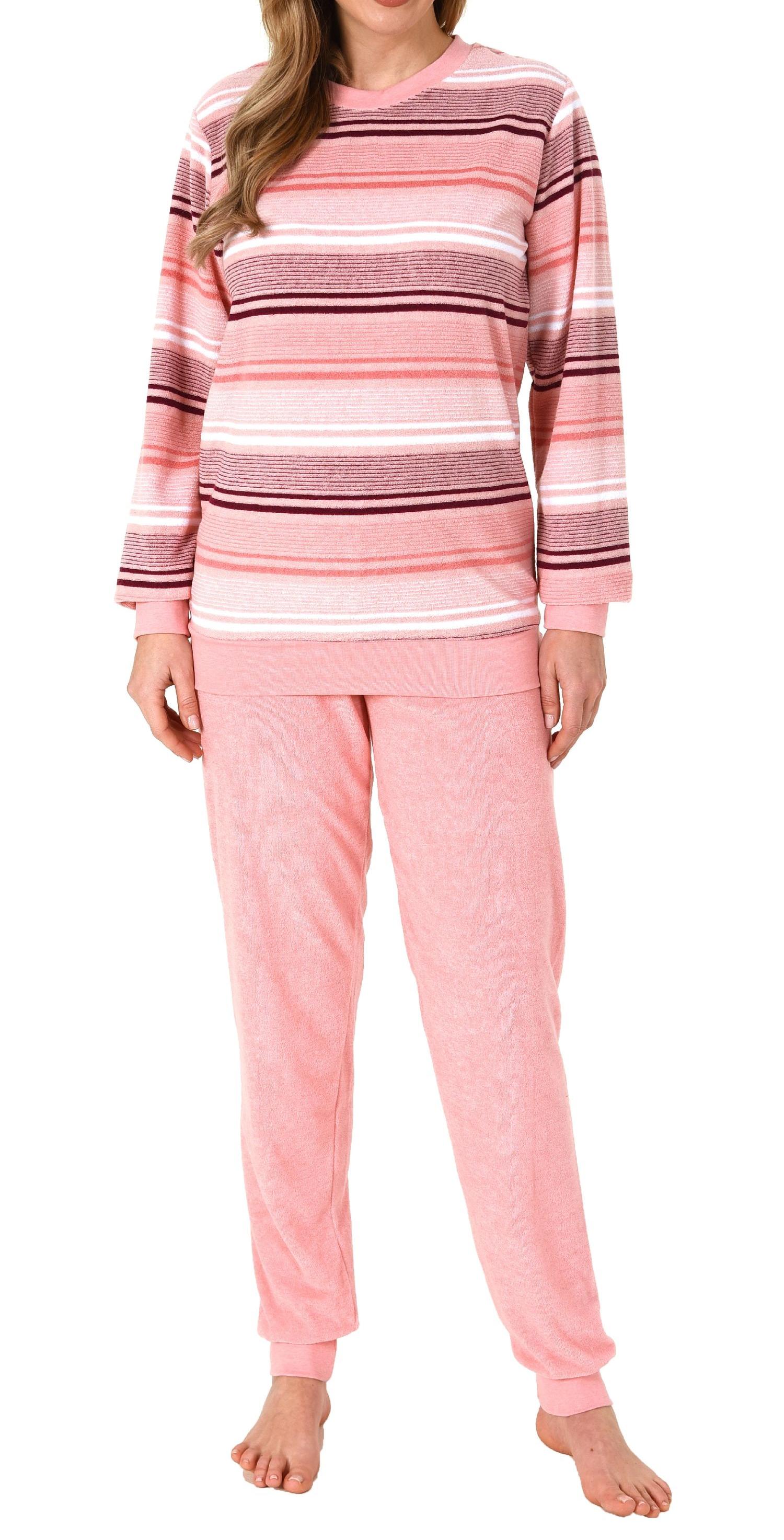 Damen Pyjama langarm in Streifenoptik mit Bündchen - auch in Übergrössen - 212 201 90 235