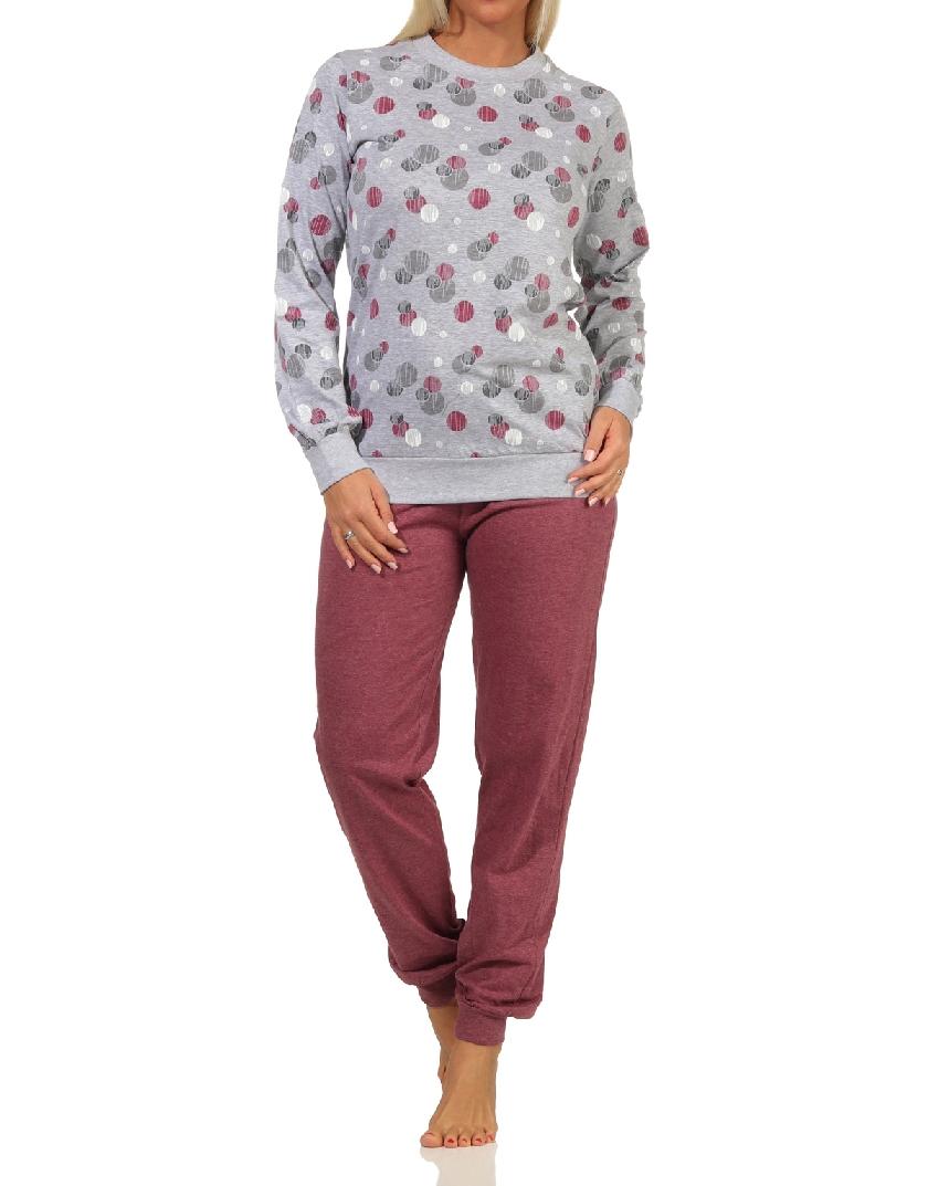 Damen Pyjama Schlafanzug mit Bündchen in eleganter Tupfen / Punkte Optik - 212 201 90 750