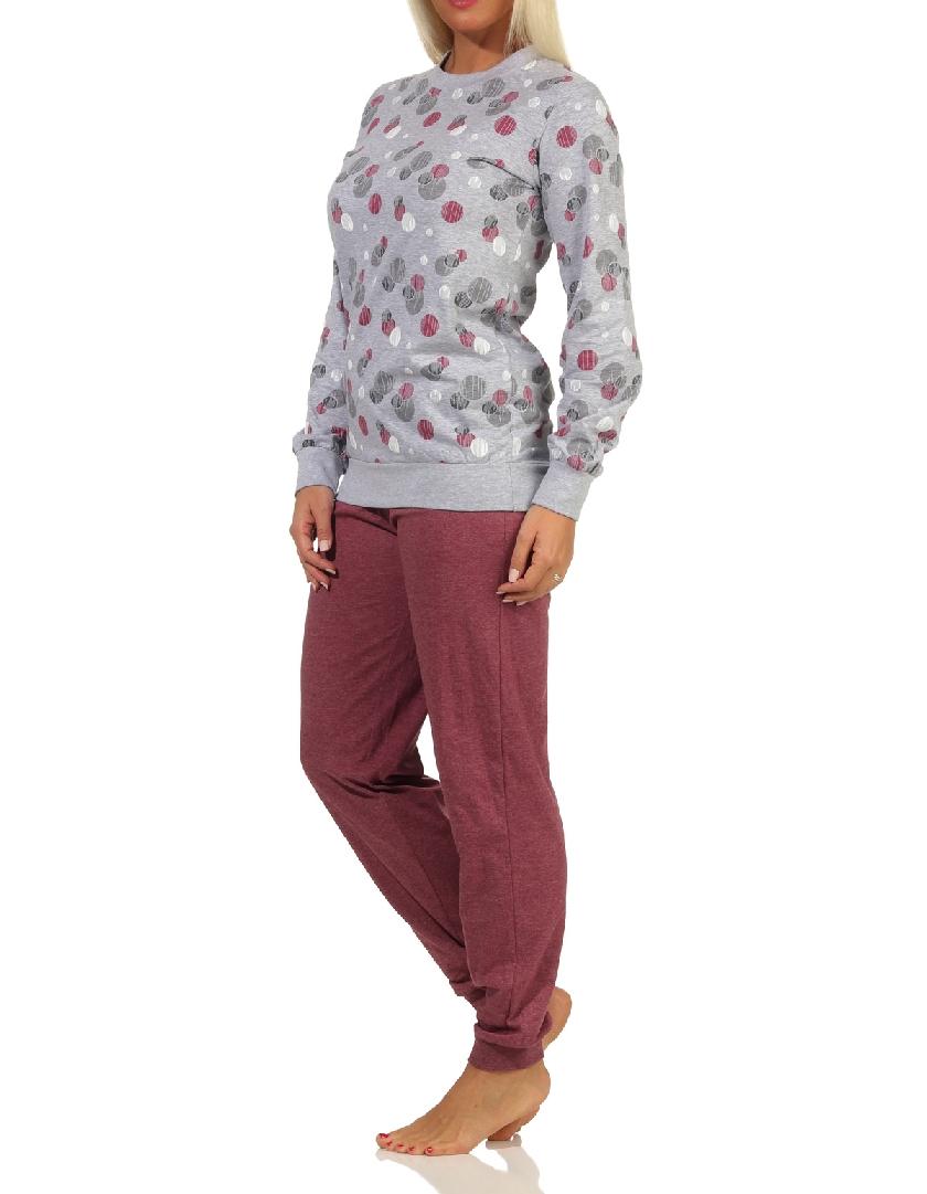 Damen Pyjama Schlafanzug mit Bündchen in eleganter Tupfen / Punkte Optik - 212 201 90 750