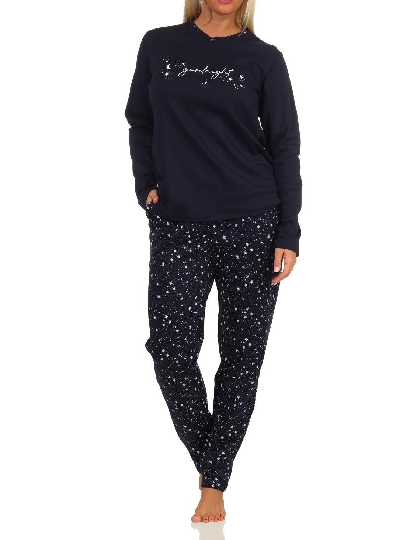 Damen Pyjama langarm Schlafanzug in Kuschel Interlock Qualität in cooler Sterne Optik Damen Pyjama langarm Schlafanzug in Kuschel Interlock Qualität in cooler Sterne Optik