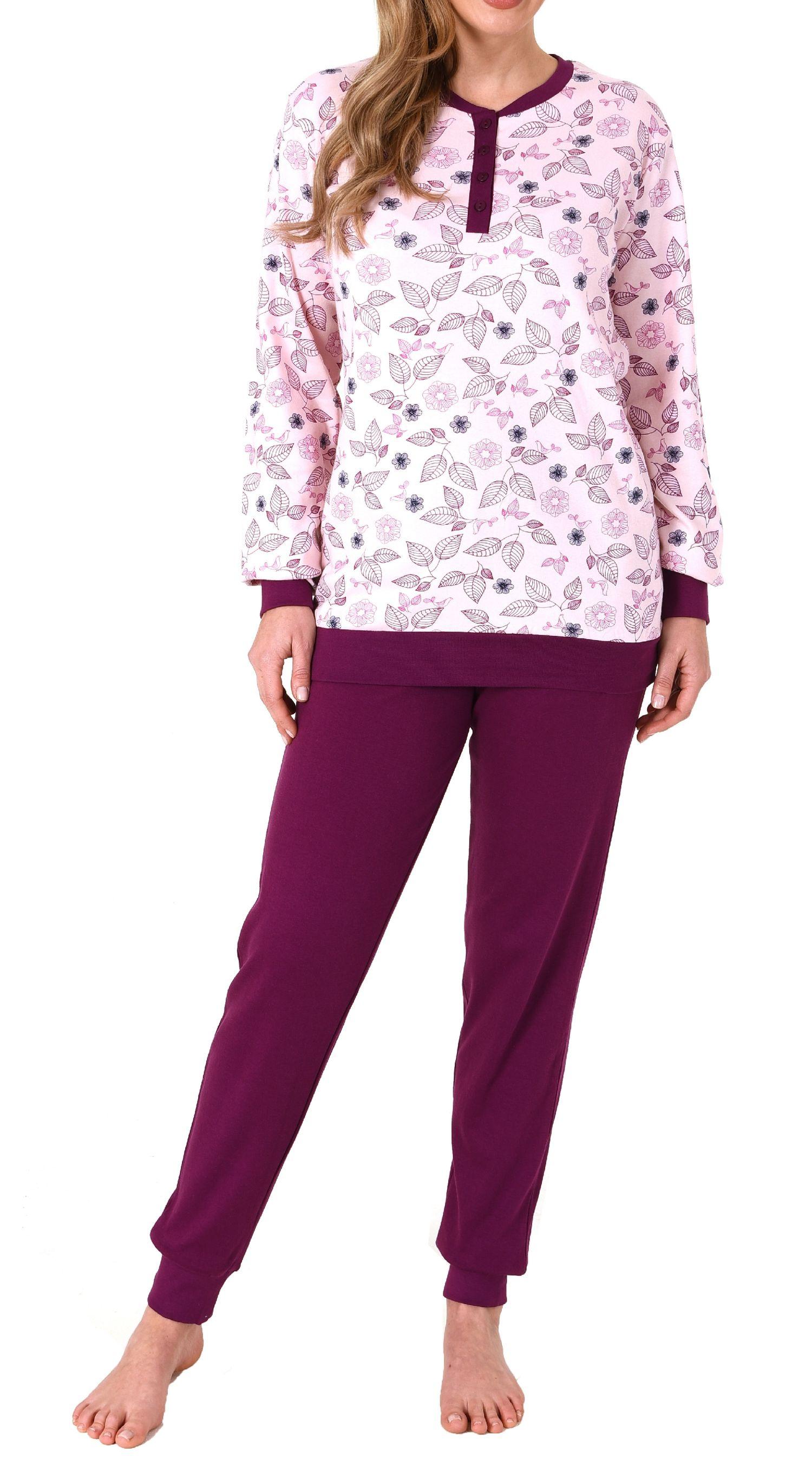 Edler Damen Interlock Pyjama lang mit Bündchen - auch in Übergrössen - 212 201 96 105