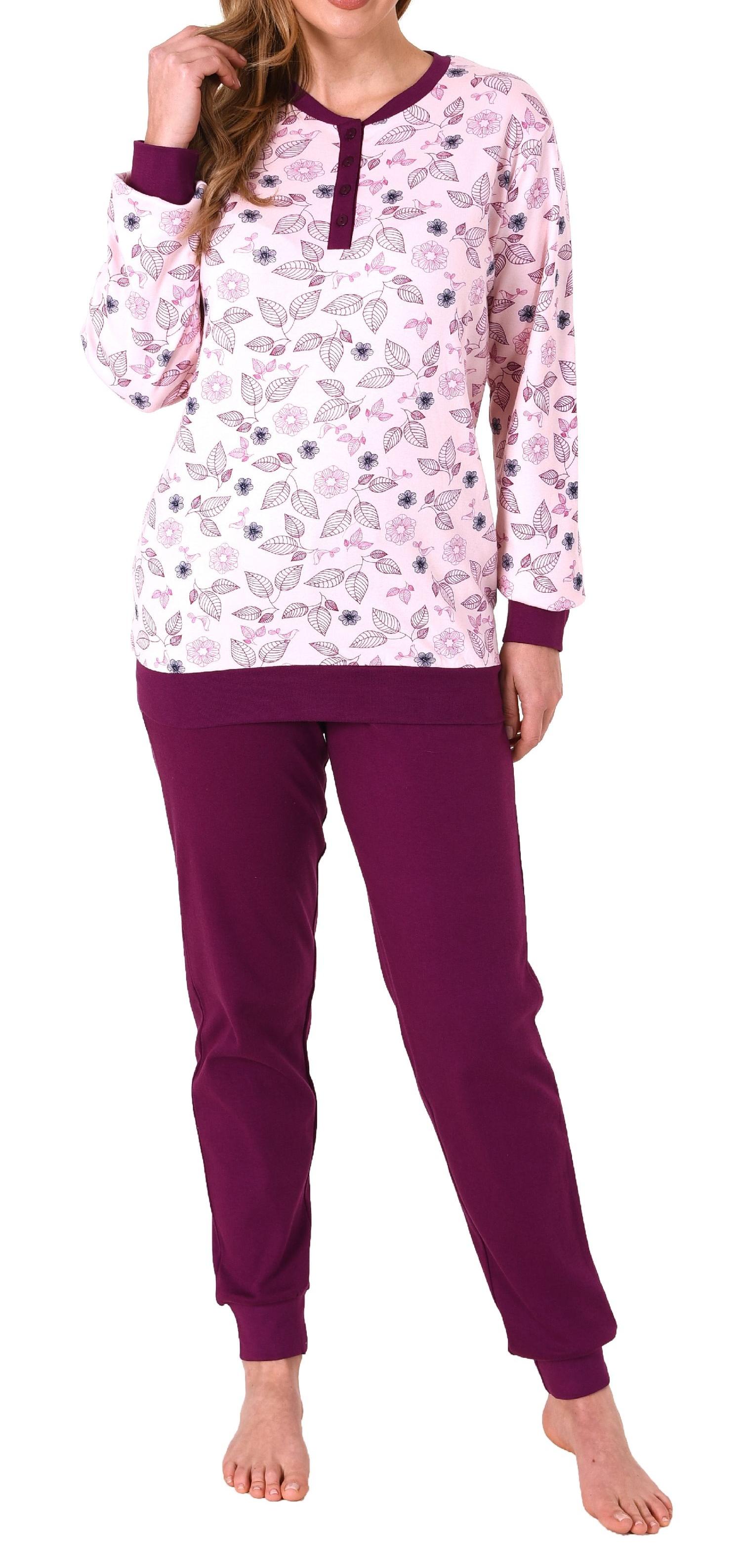 Edler Damen Interlock Pyjama lang mit Bündchen - auch in Übergrössen - 212 201 96 105