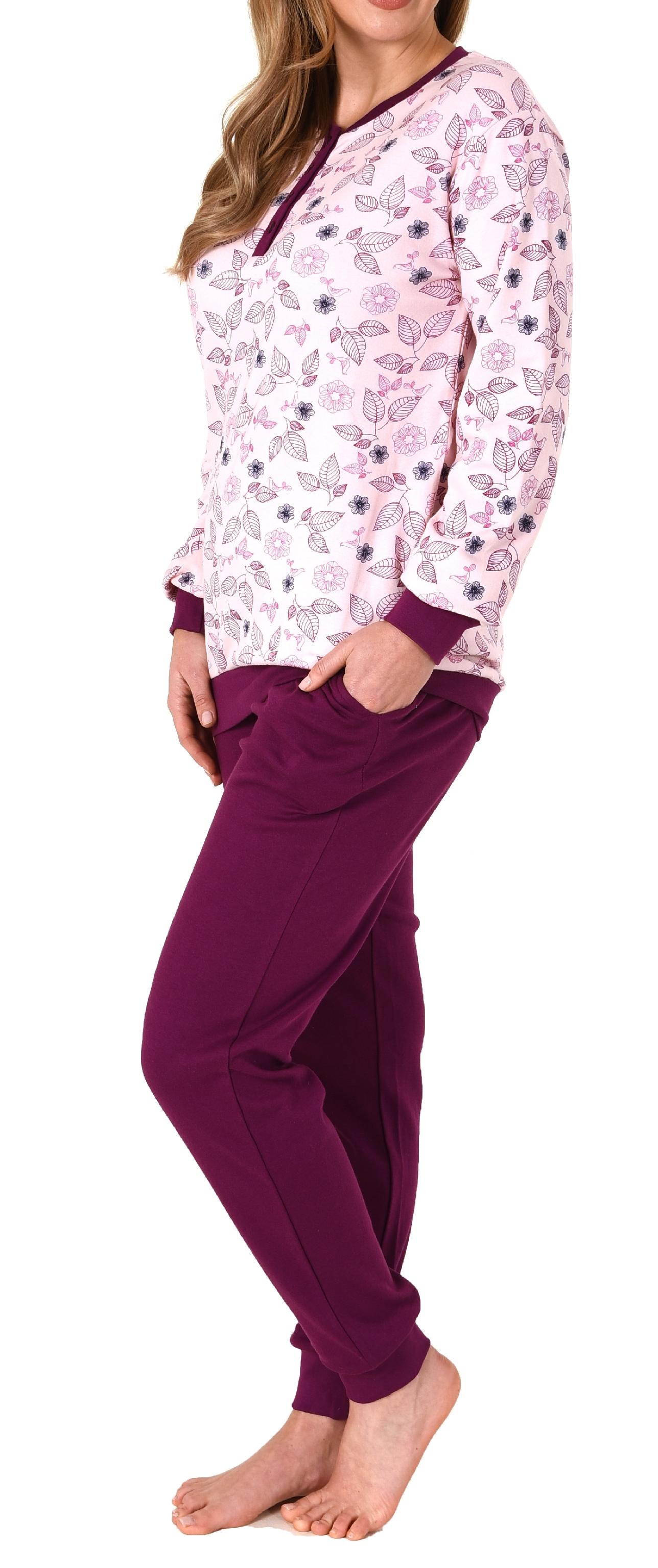 Edler Damen Interlock Pyjama lang mit Bündchen - auch in Übergrössen - 212 201 96 105