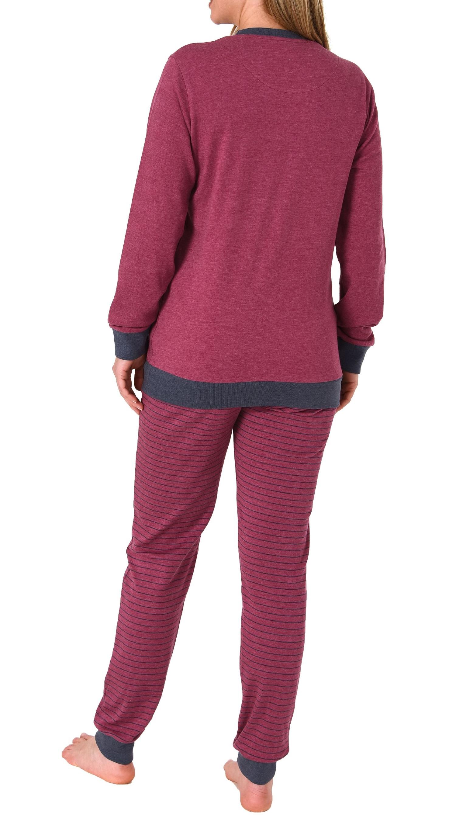 Kuscheliger Interlock Damen Pyjama mit Bündchen und Sternenmotiv - auch in Übergrössen