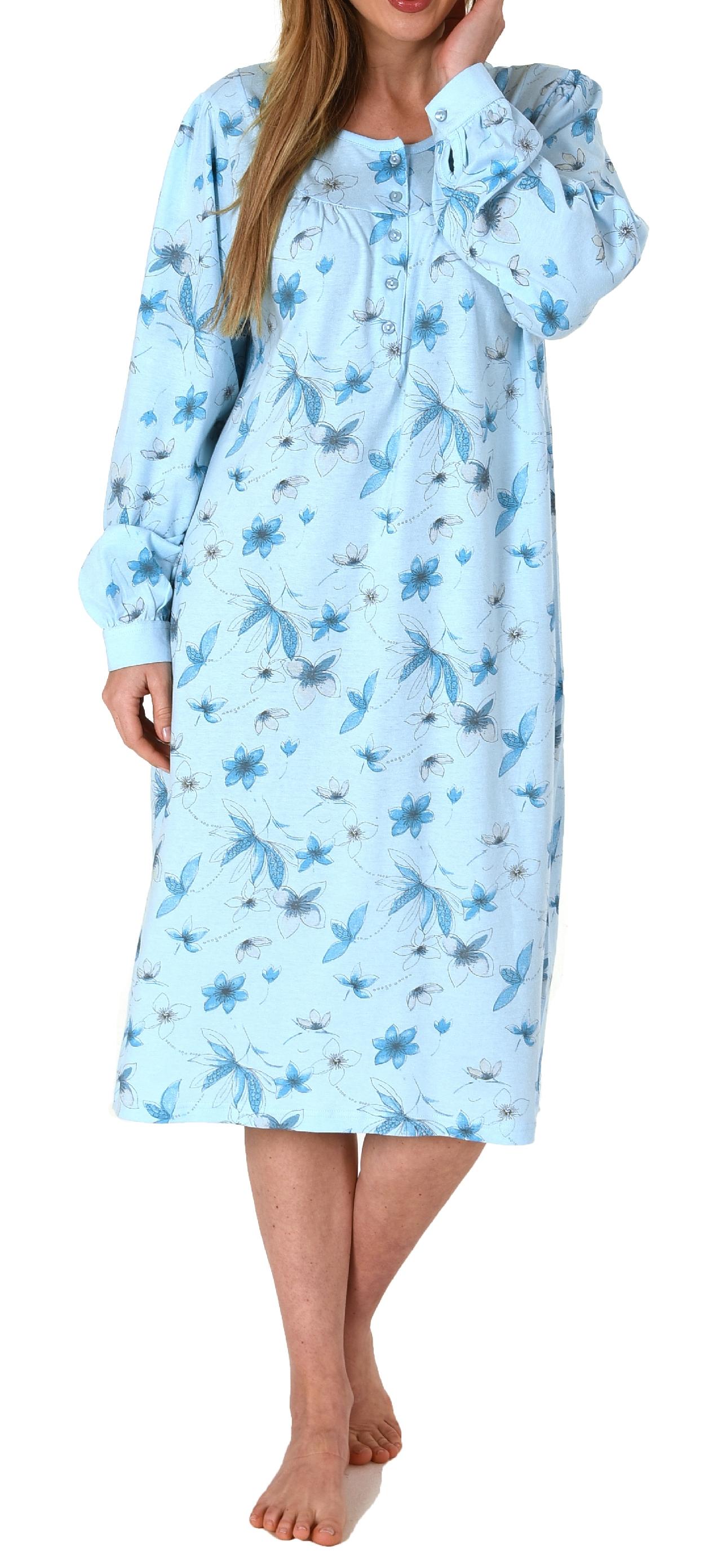 Elegantes frauliches Damen Nachthemd,105 cm Länge, Knopfleiste am Hals - 212 314 90 312