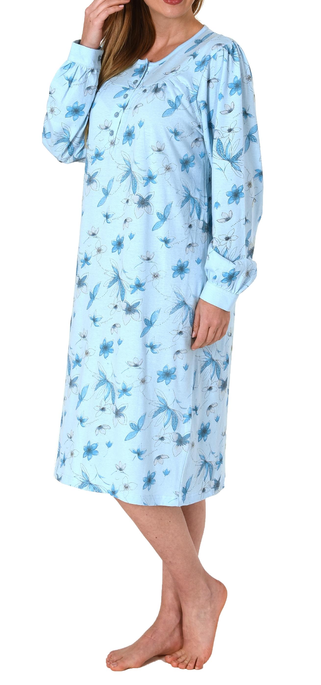 Elegantes frauliches Damen Nachthemd,105 cm Länge, Knopfleiste am Hals - 212 314 90 312