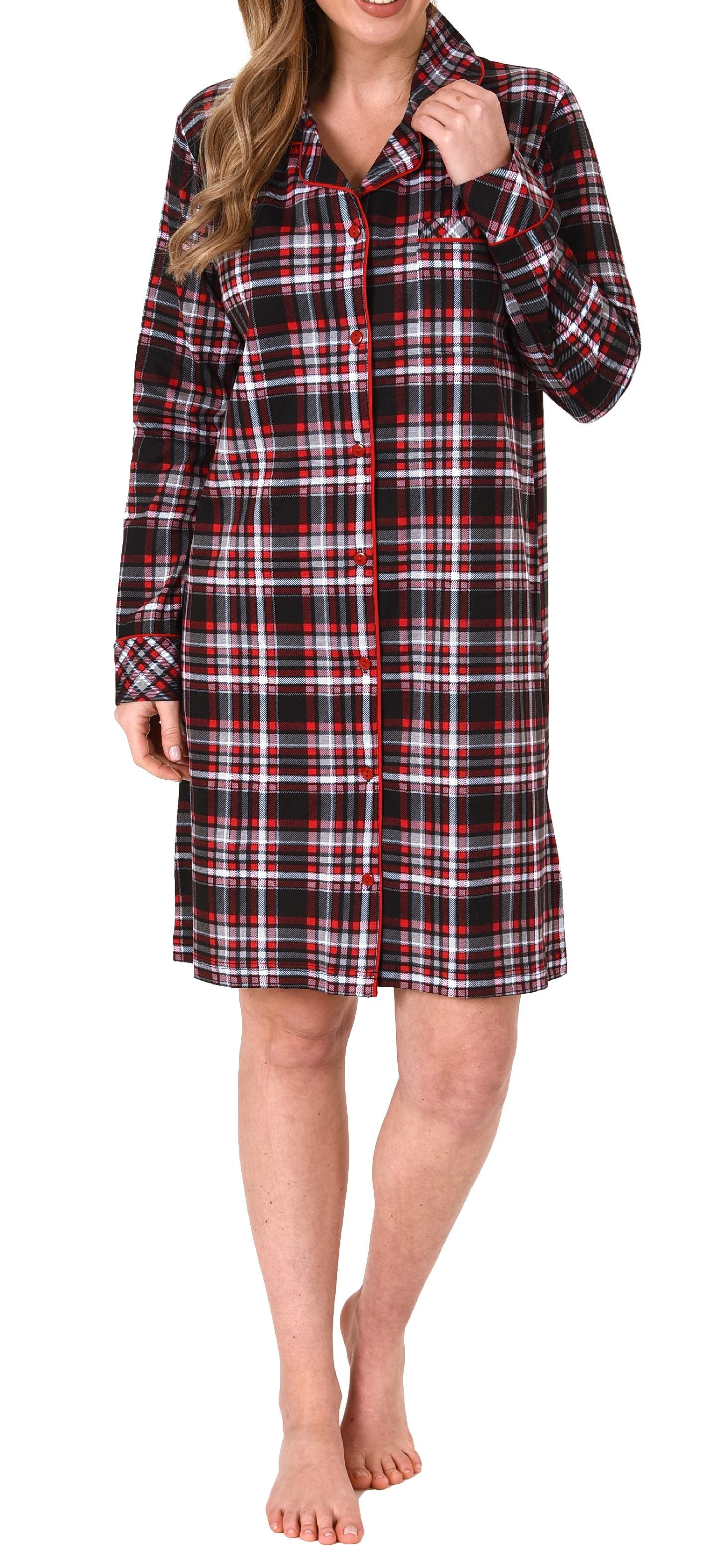 Elegantes Damen Nachthemd zum durchknöpfen in Karo-Optik - auch in Übergrössen - 212 213 90 821 Elegantes Damen Nachthemd zum durchknöpfen in Karo-Optik - auch in Übergrössen - 212 821