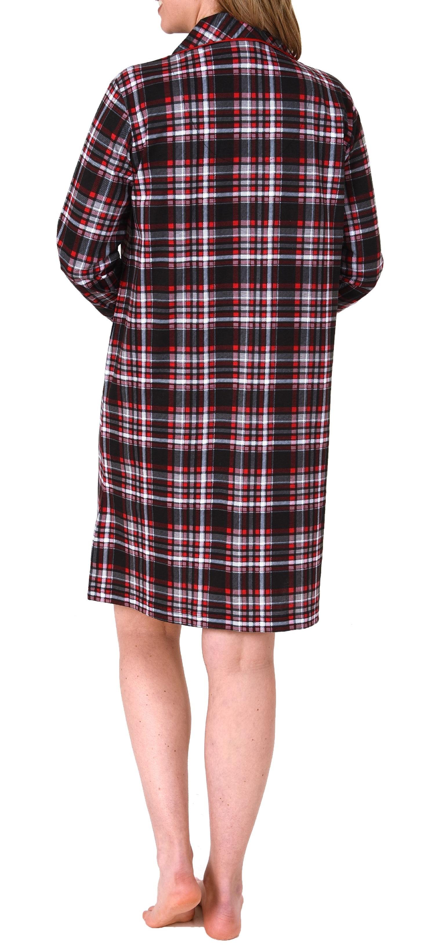 Elegantes Damen Nachthemd zum durchknöpfen in Karo-Optik - auch in Übergrössen - 212 821