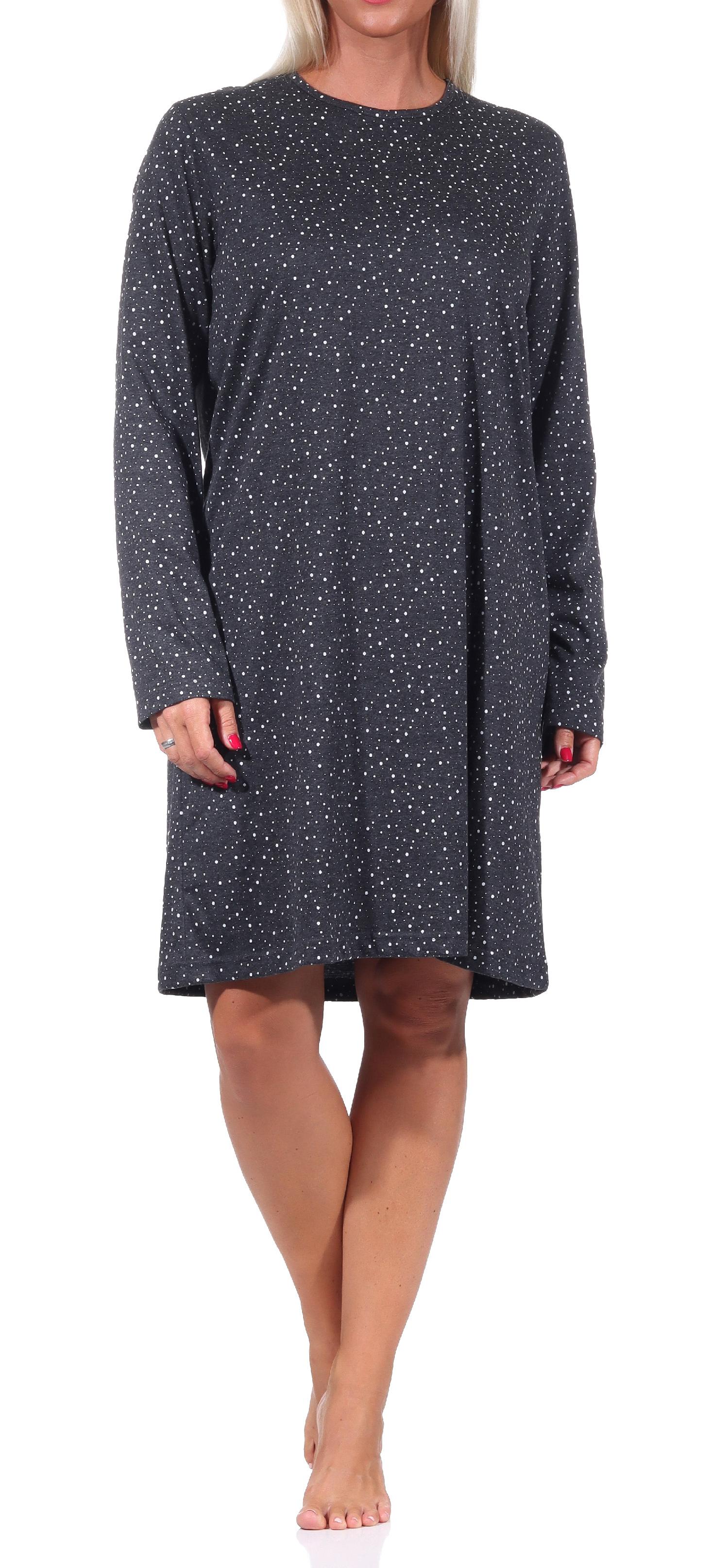 Damen Nachthemd Bigshirt langarm  in toller Punkte / Tupfen Optik - 202 213 90 904