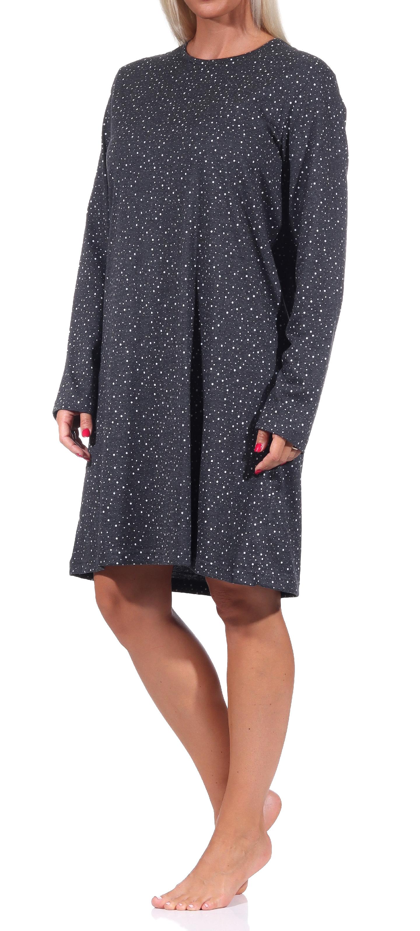 Damen Nachthemd Bigshirt langarm  in toller Punkte / Tupfen Optik - 202 213 90 904