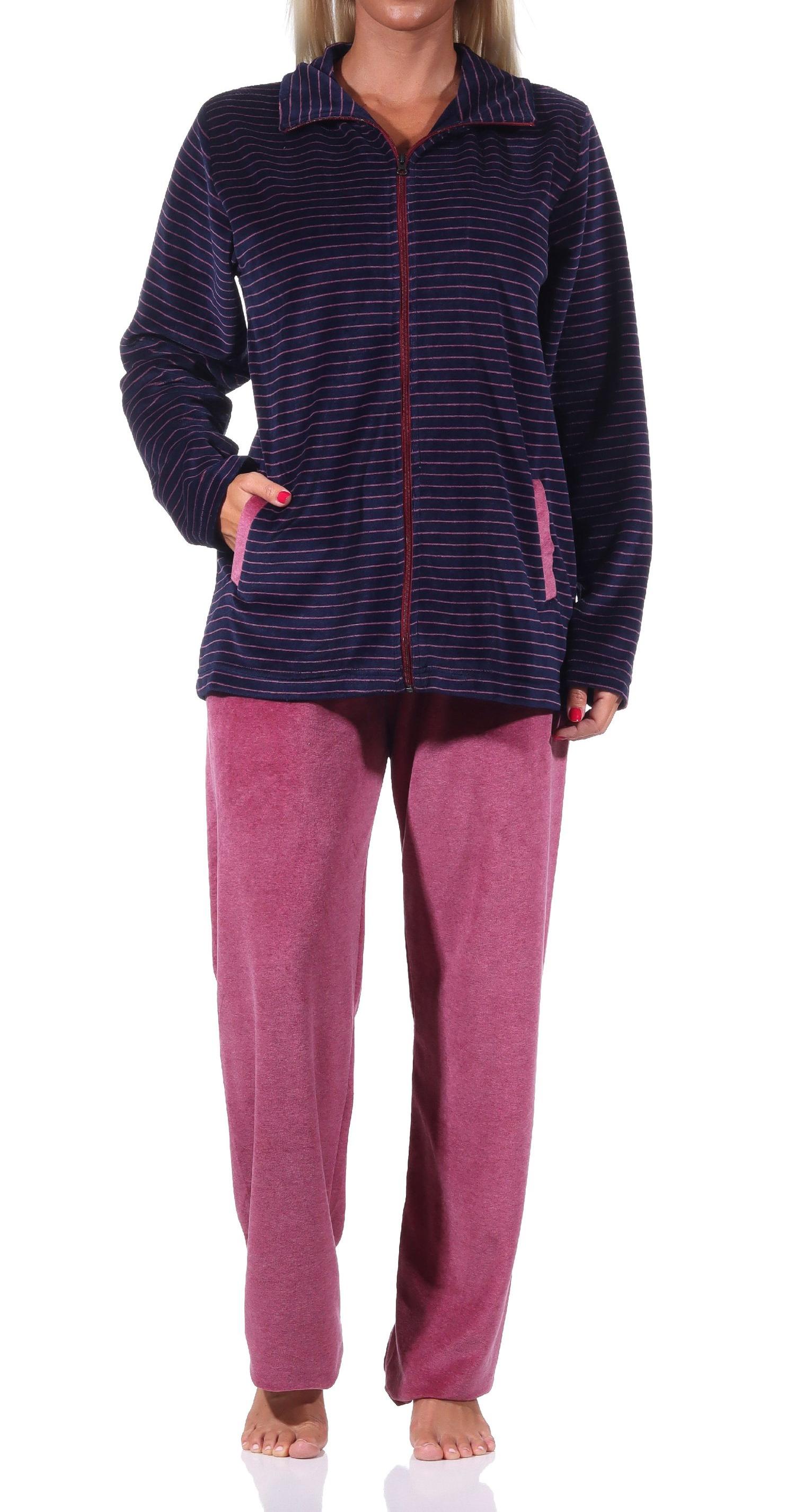 Eleganter Damen Hausanzug in Streifenoptik, Homewear Nicky Velvet - 212 216 98 237 Eleganter Damen Hausanzug in Streifenoptik, Homewear Nicky Velvet - 212 216 98 237
