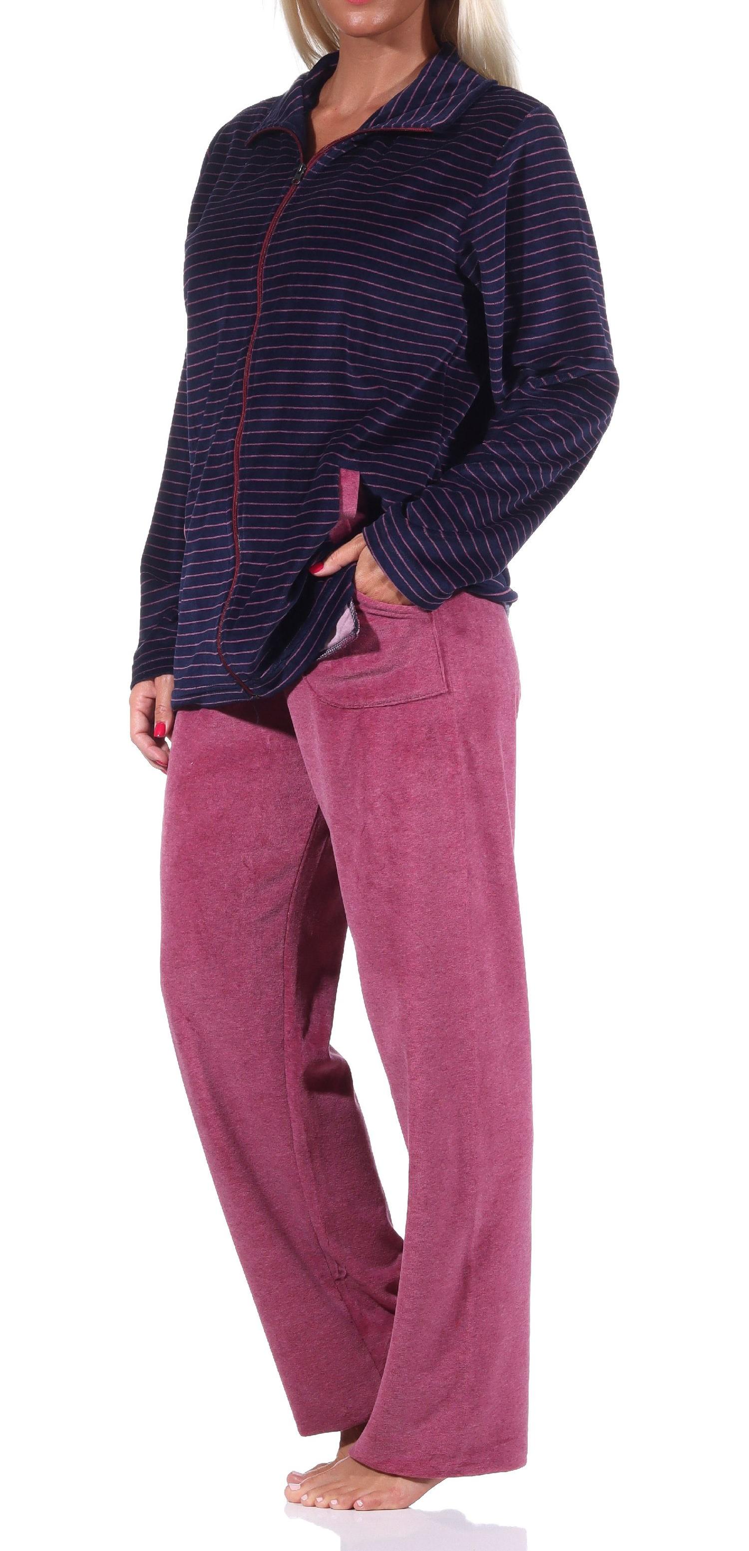 Eleganter Damen Hausanzug in Streifenoptik, Homewear Nicky Velvet - 212 216 98 237
