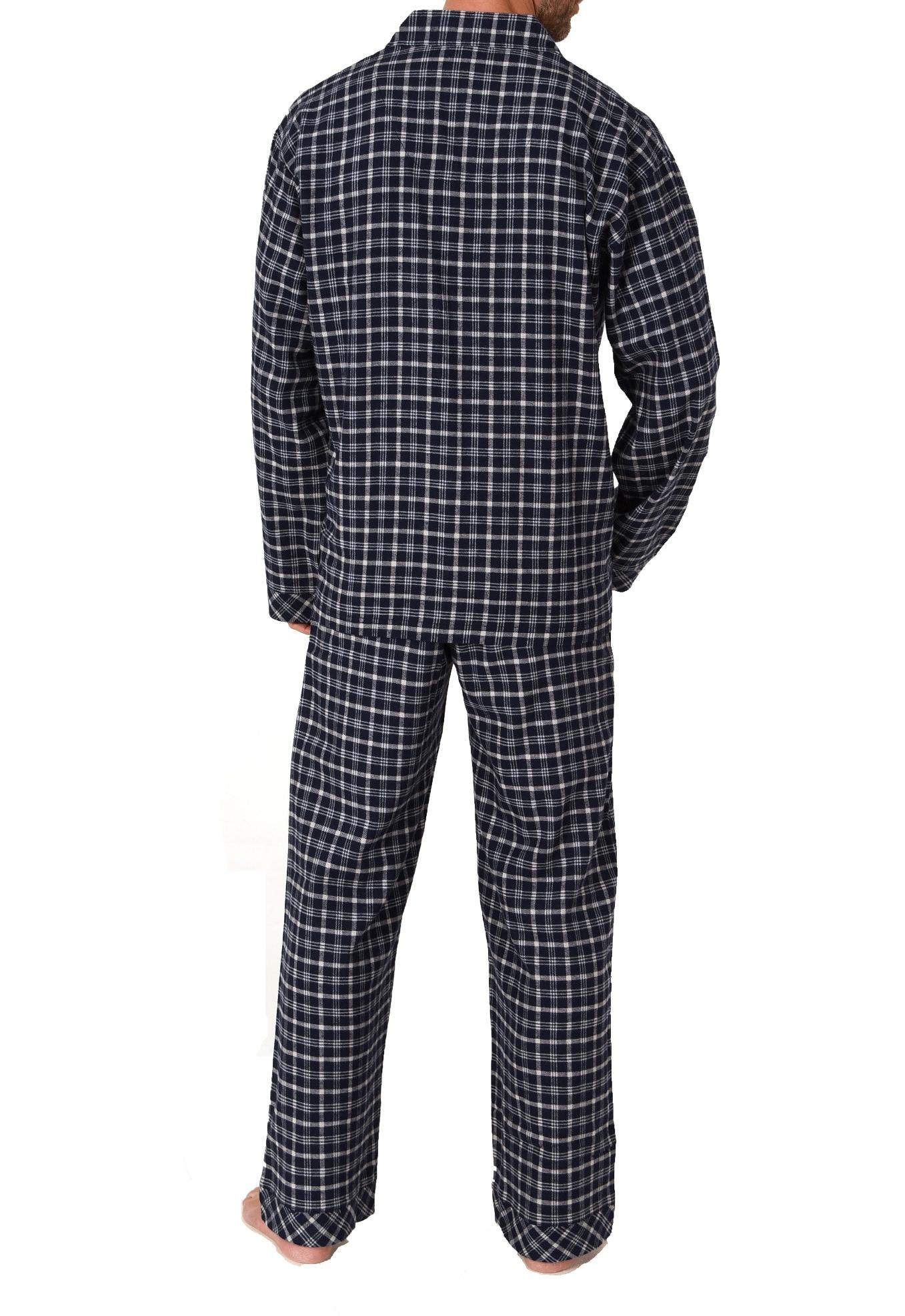 Herren Flanell Pyjama Schlafanzug zum durchknöpfen - auch in Übergrössen - 222 101 15 851