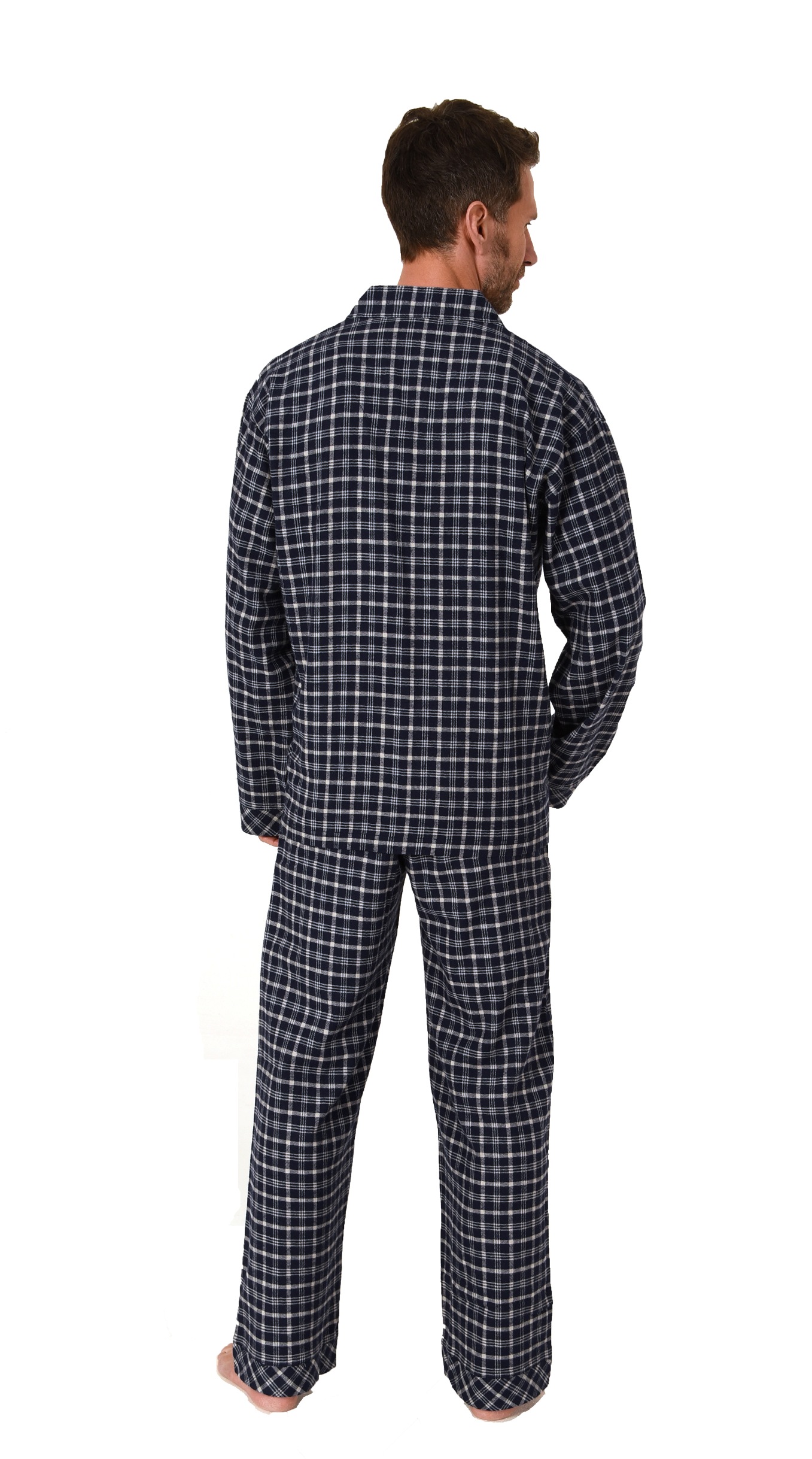 Herren Flanell Pyjama Schlafanzug zum durchknöpfen - auch in Übergrössen - 222 101 15 851