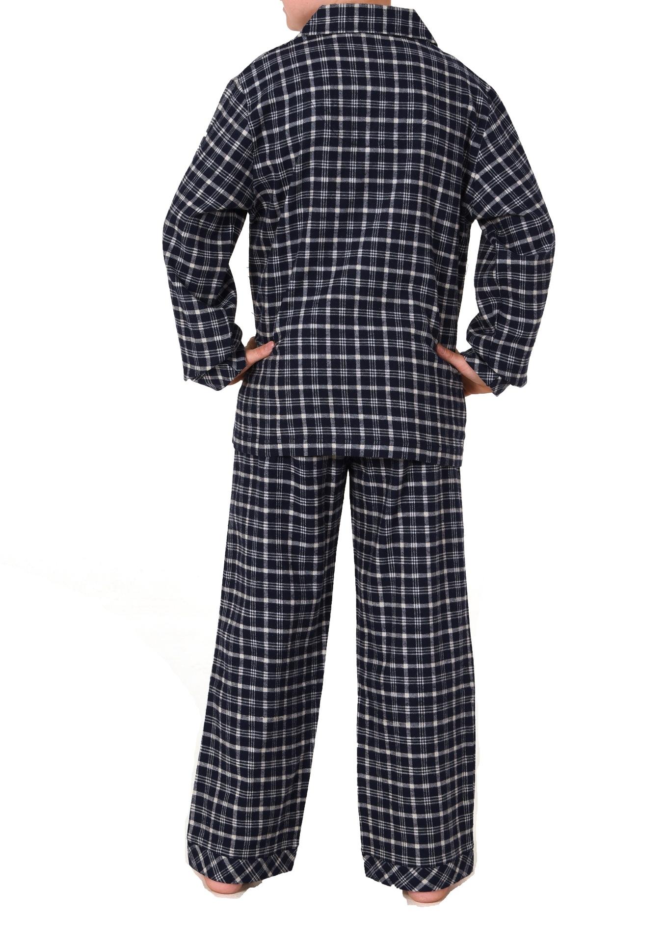Jungen Flanell Pyjama langarm Schlafanzug in Karo Optik mit Knopfleiste - 222 501 15 851