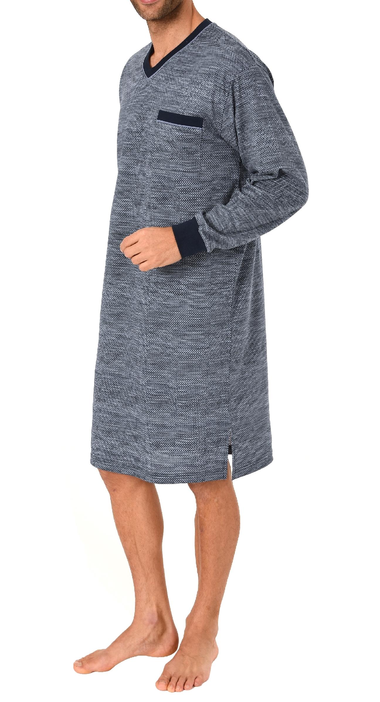 Elegantes Herren Nachthemd langarm mit Bündchen - Minimalprint 212 101 10 431