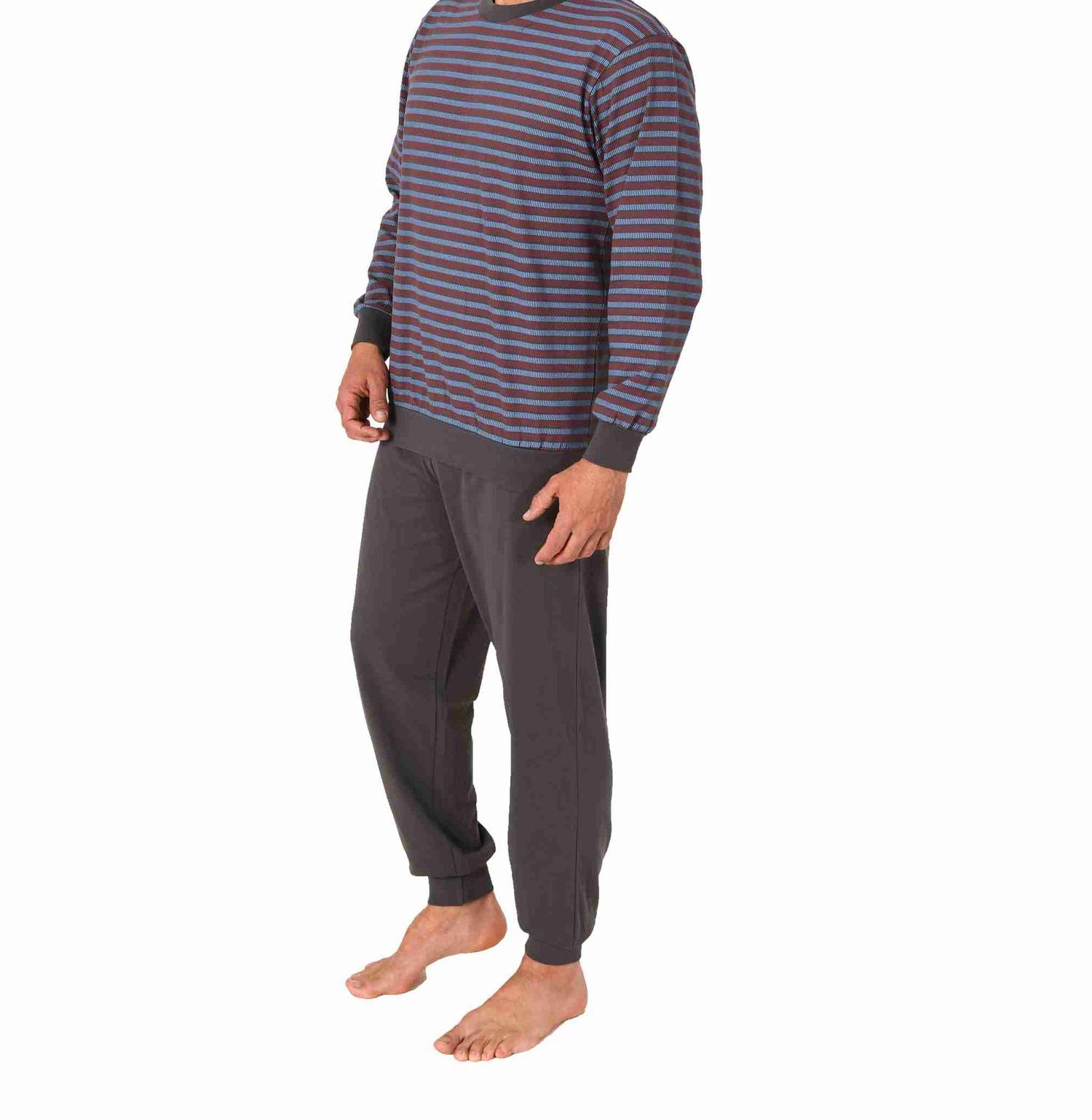 Herren Schlafanzug langarm Pyjama mit Bündchen in edler Streifenoptik - 122 101 10 873 Herren Schlafanzug langarm Pyjama mit Bündchen in edler Streifenoptik - 122 101 10 873