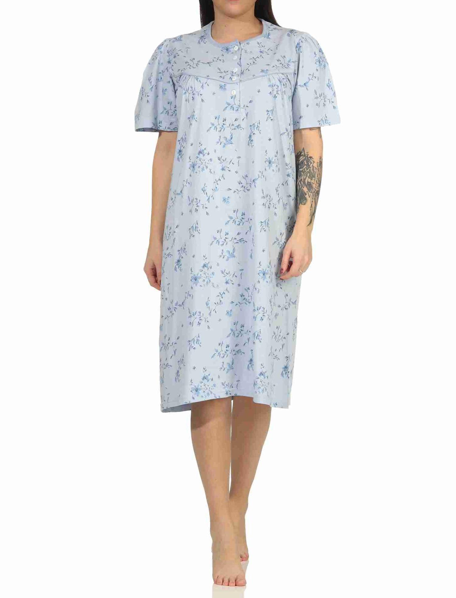 Frauliches Damen Nachthemd mit Knopfleiste in 105 cm Länge