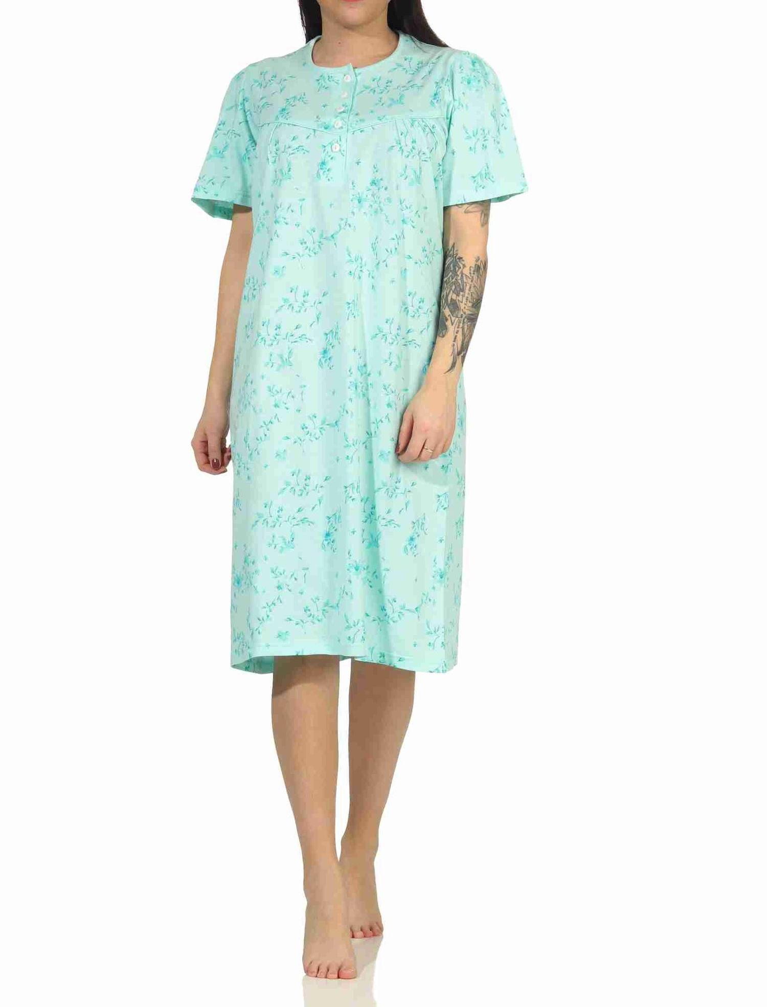 Frauliches Damen Nachthemd mit Knopfleiste in 105 cm Länge