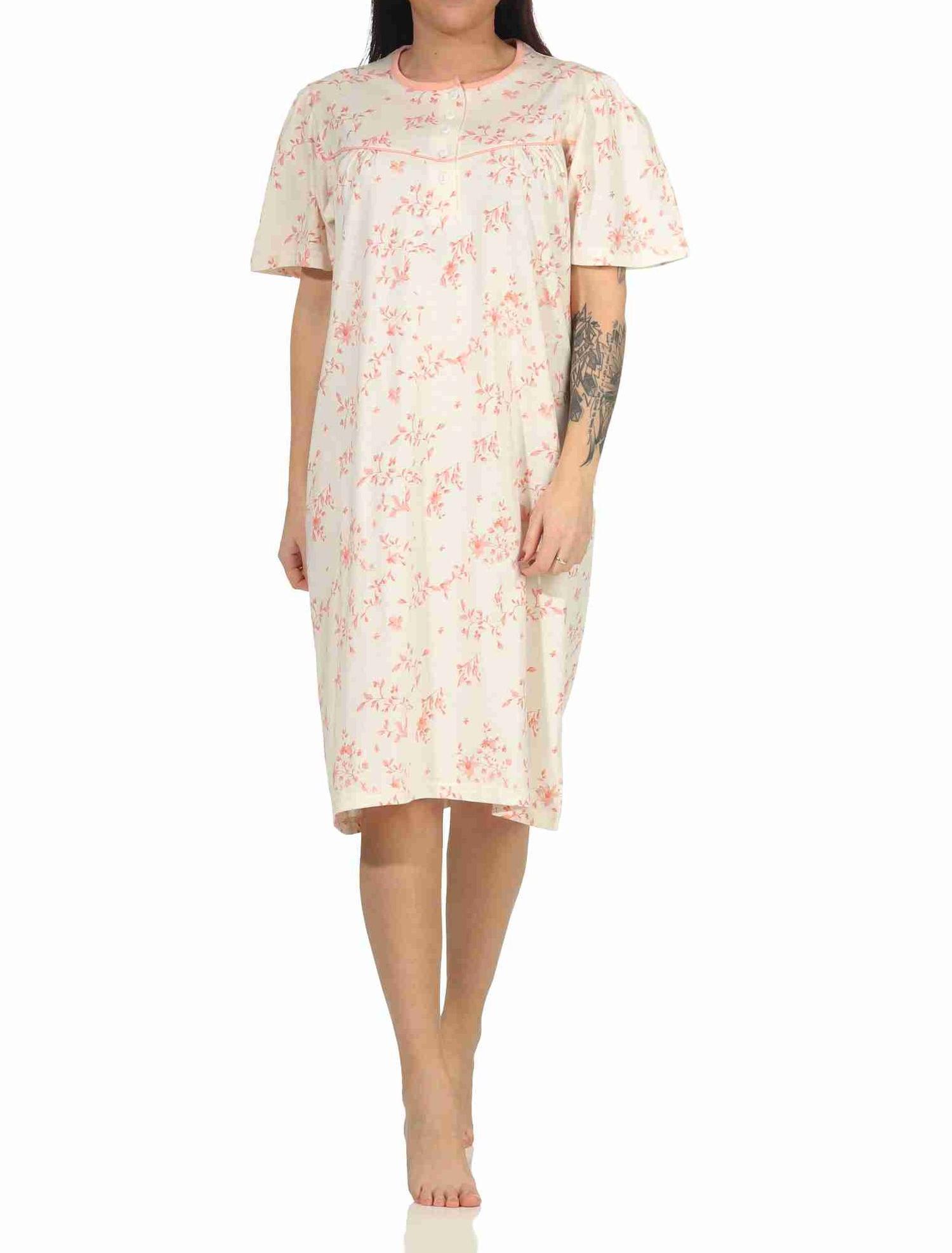 Frauliches Damen Nachthemd mit Knopfleiste in 105 cm Länge