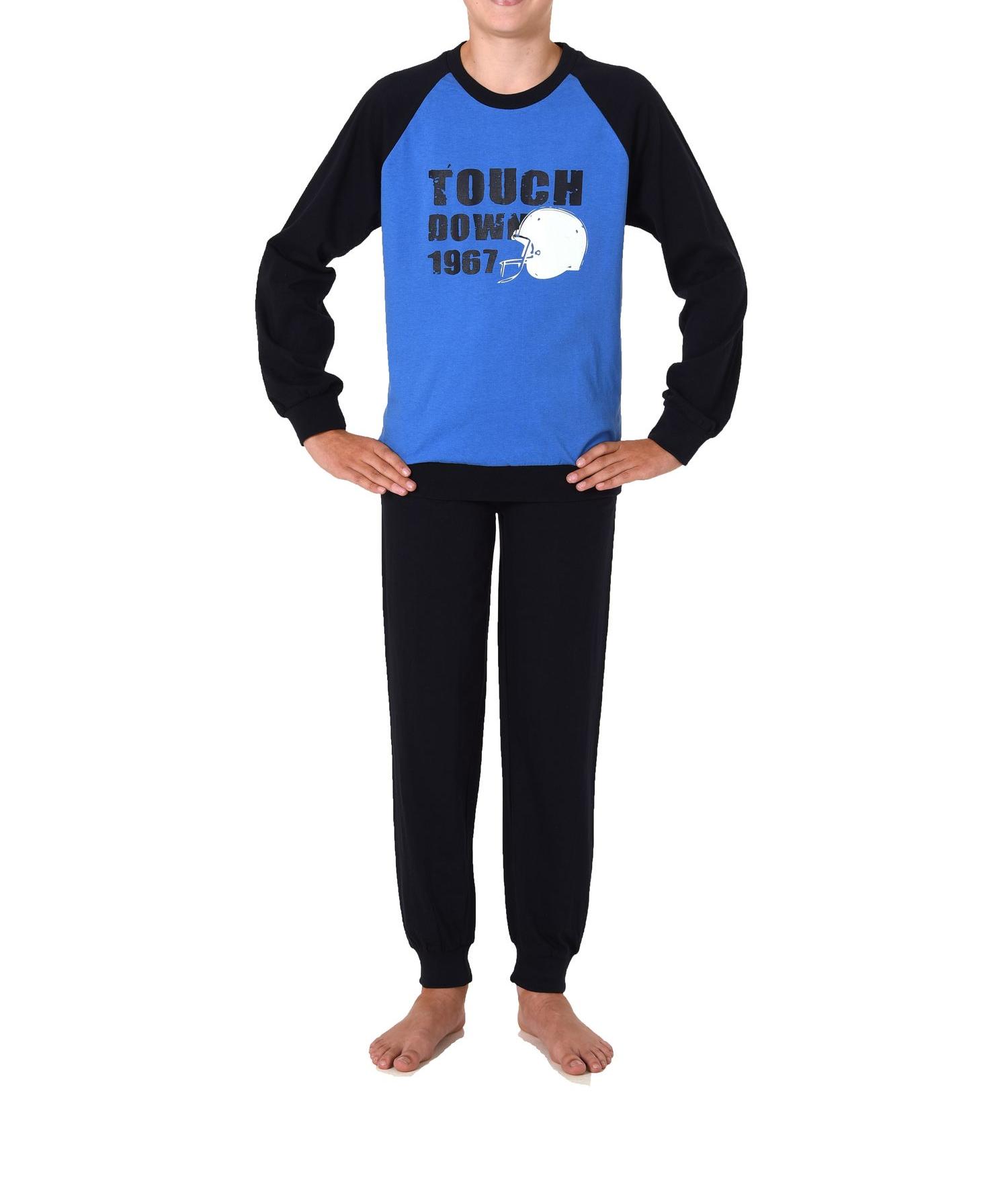Jungen Pyjama langarm mit Bündchen Schlafanzug in cooler Optik - 122 501 10 800
