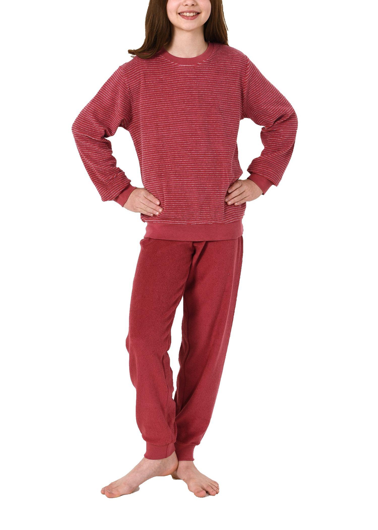 Mädchen Frottee Pyjama langarm mit Bündchenin toller Streifenoptik Mädchen Frottee Pyjama langarm mit Bündchenin toller Streifenoptik