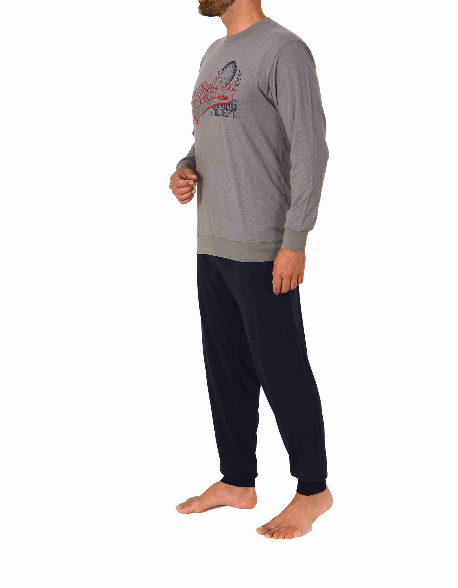 Herren Pyjama Schlafanzug langarm mit Bündchen in eleganter Optik - 212 101 10 904