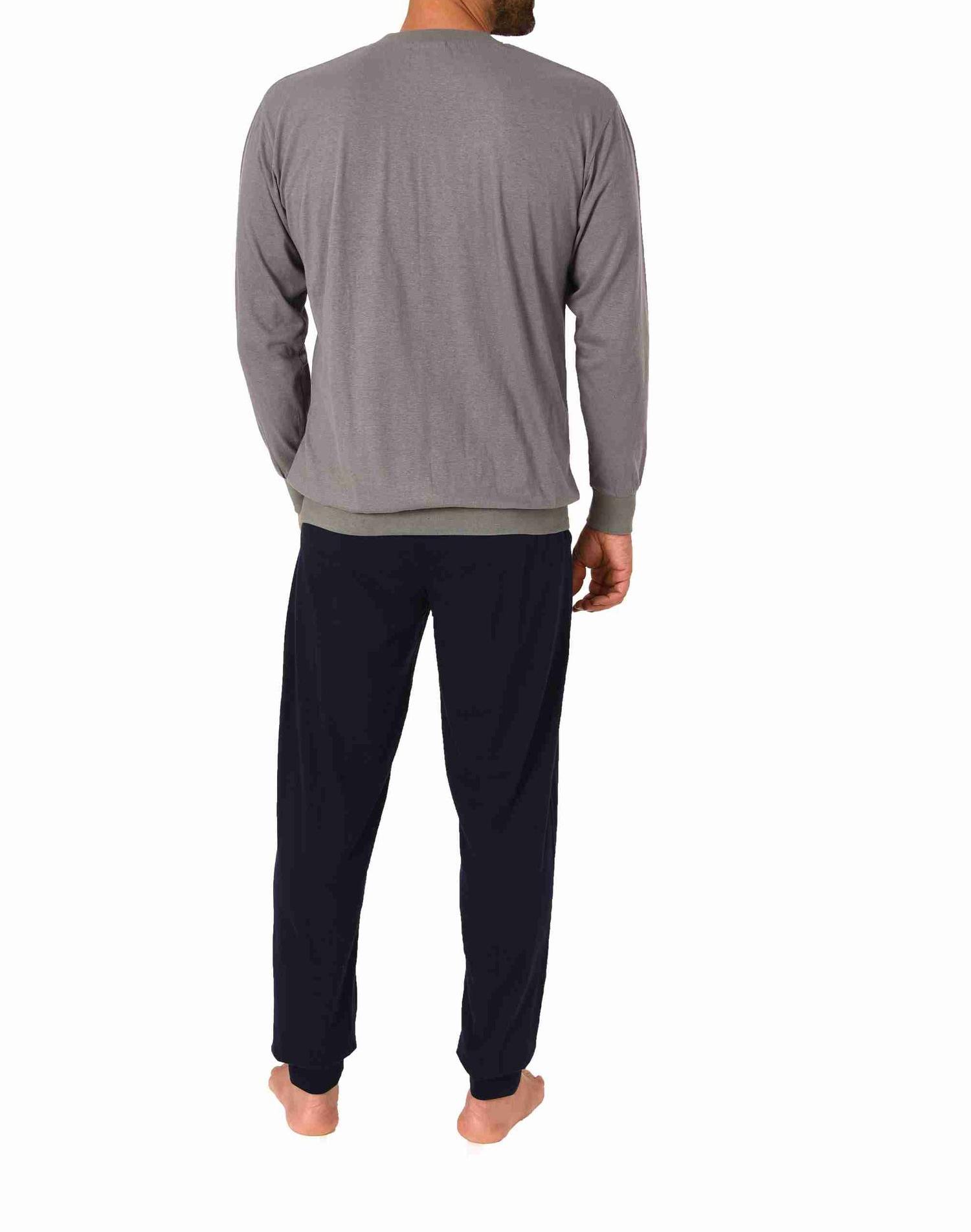 Herren Pyjama Schlafanzug langarm mit Bündchen in eleganter Optik - 212 101 10 904