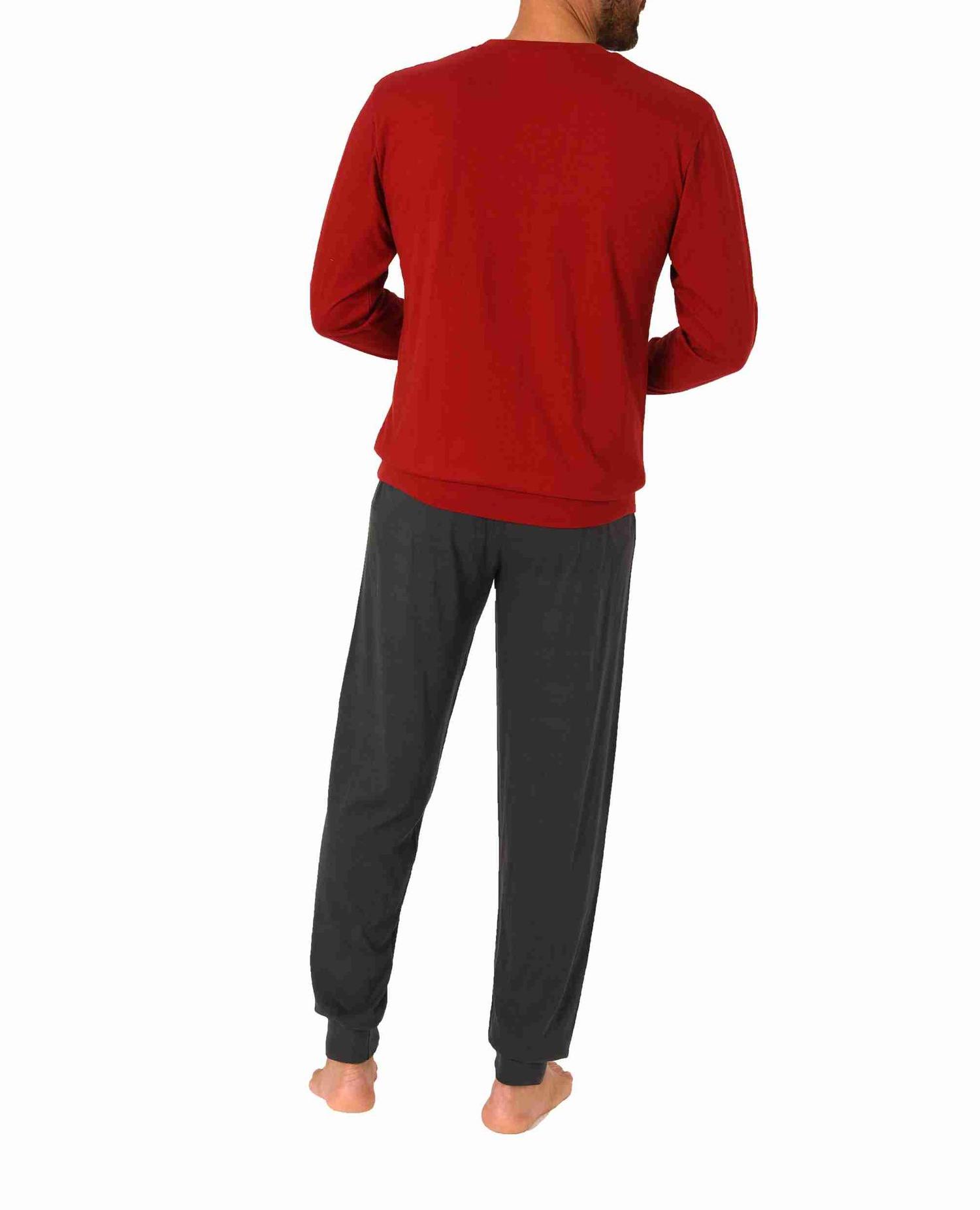 Herren Schlafanzug Pyjama langarm mit Bündchen und edlen Frontprint - 212 101 10 905