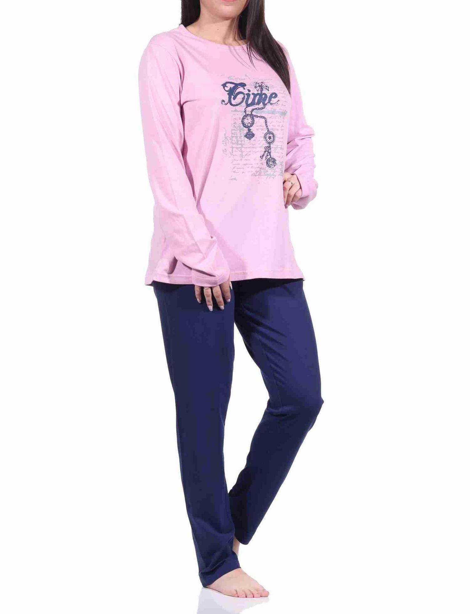 Damen langarm Schlafanzug Pyjama mit Frontprint - 212 201 10 900