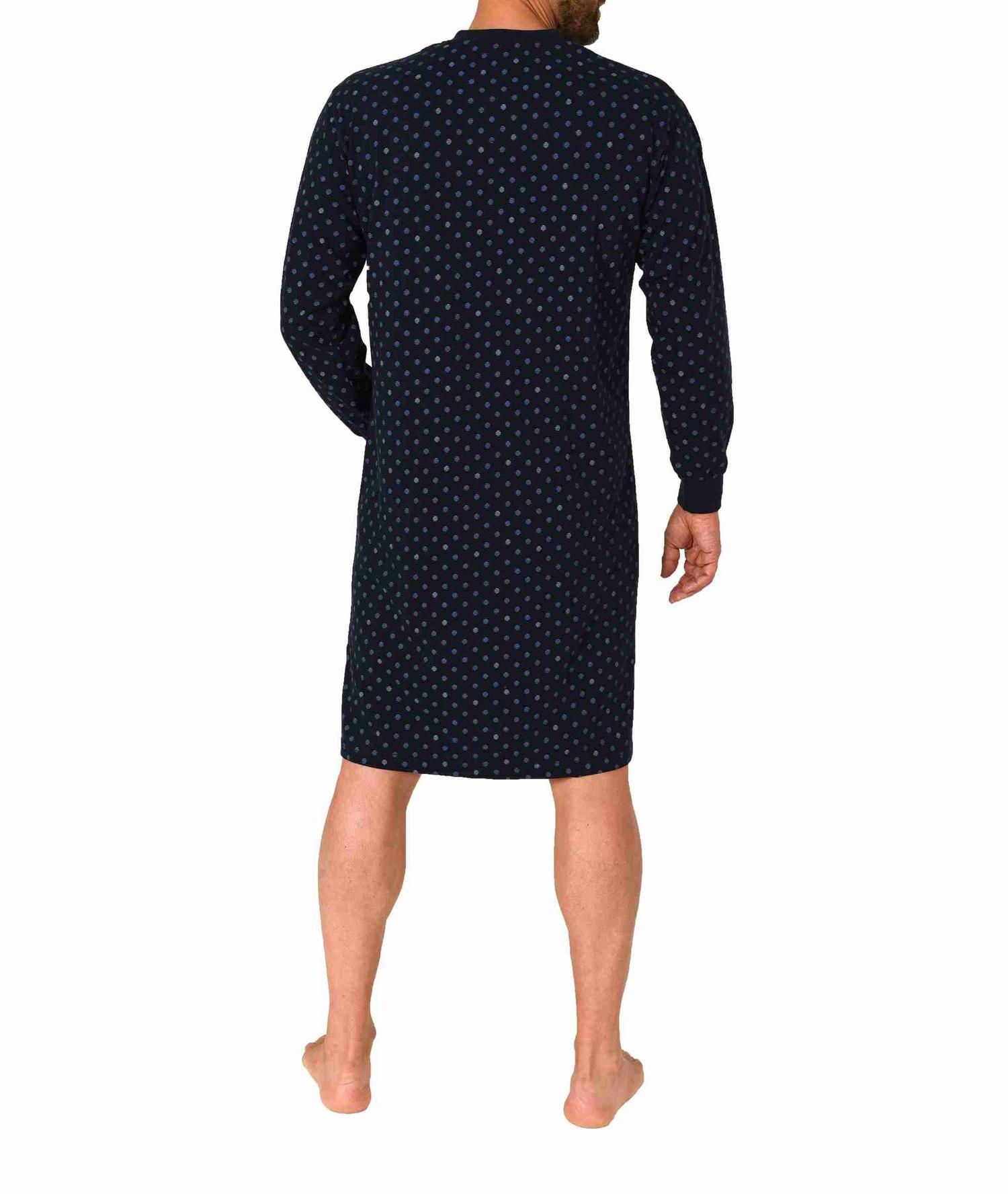 Herren langarm Nachthemd mit Bündchen in elegantem Minimalprint - auch in Übergrössen