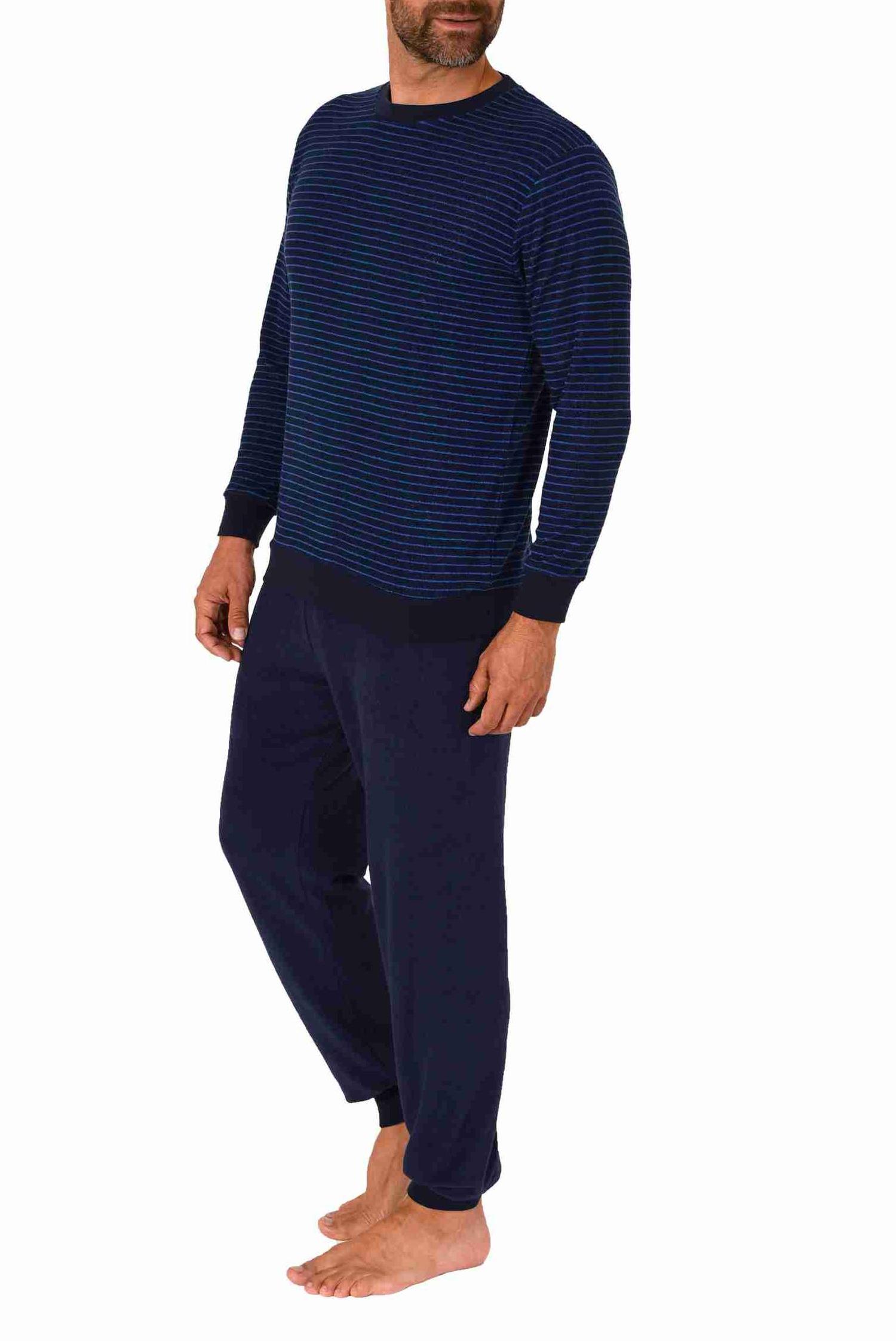 Herren langarm Frottee Pyjama Schlafanzug mit Bündchen - auch in Übergrössen - 222 13 803
