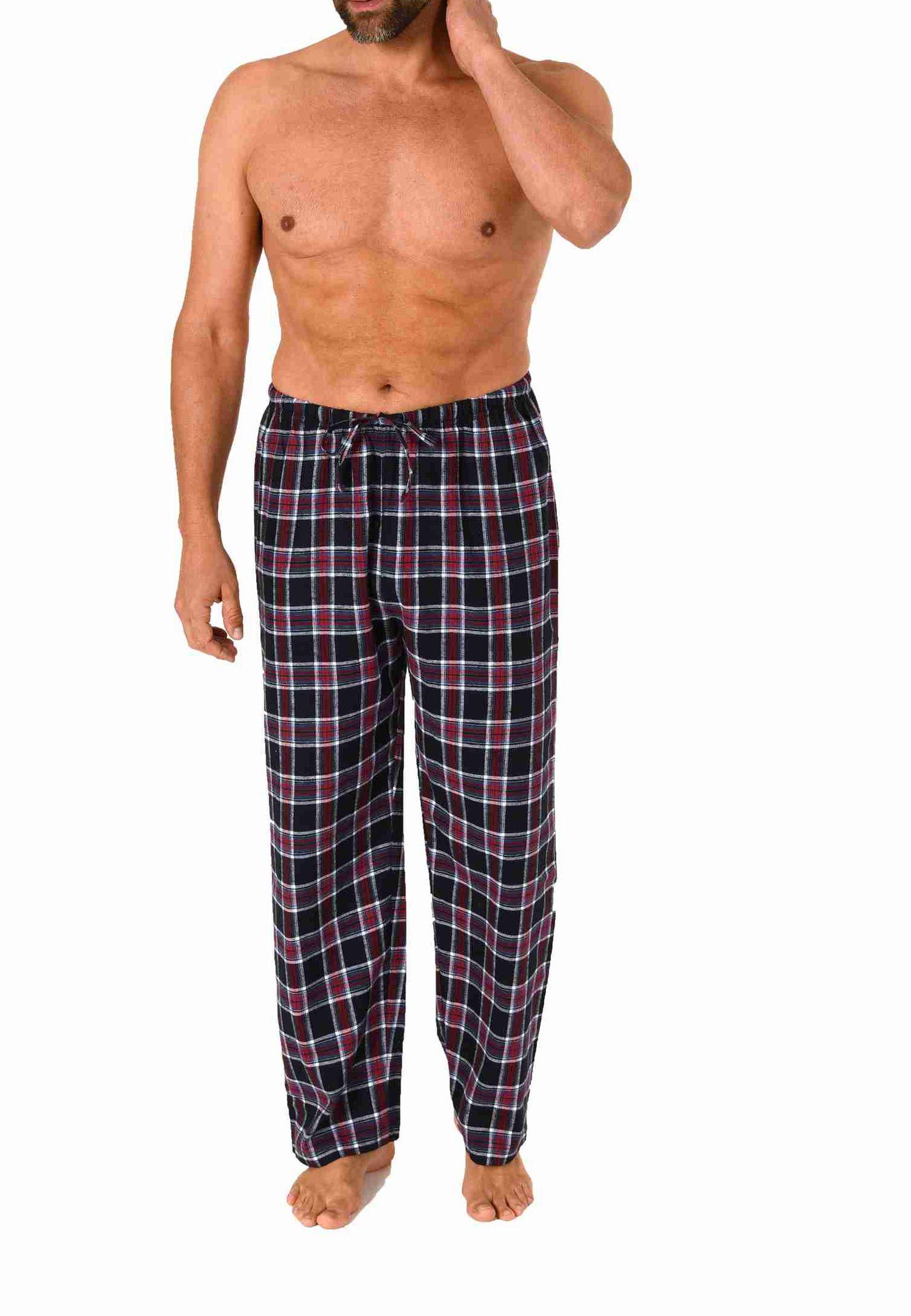 Herren Flanell Schlafanzug Pyjama Hose lang kariert aus Baumwolle - 222 122 15 872