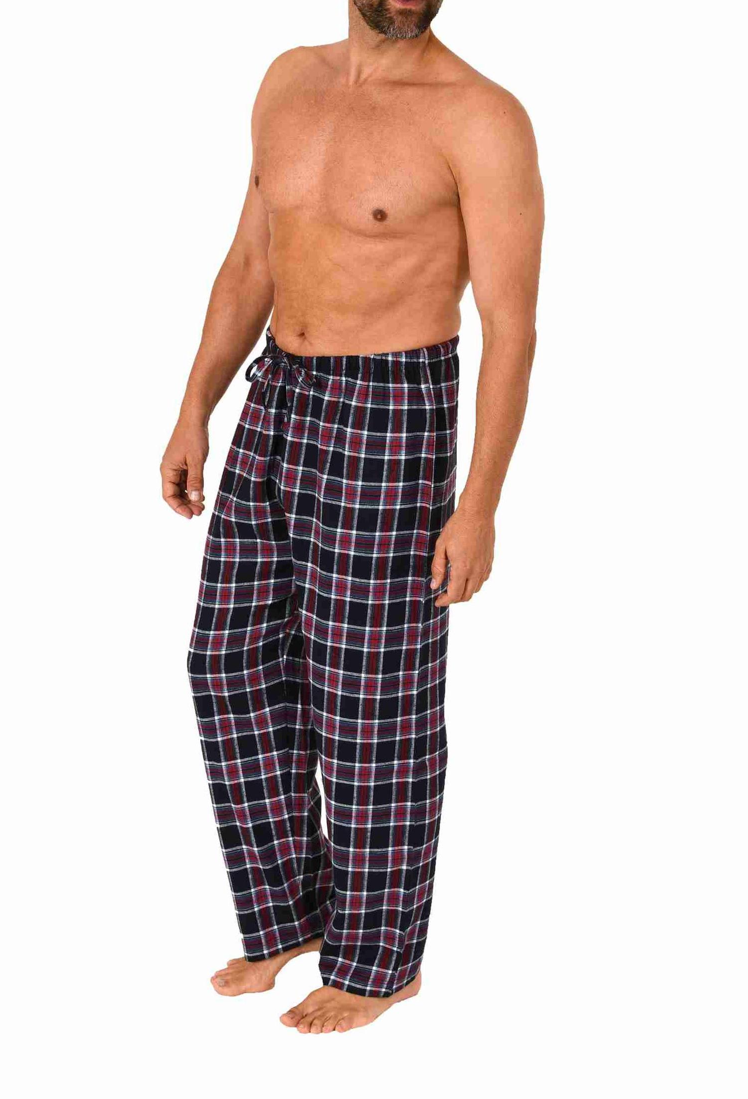 Herren Flanell Schlafanzug Pyjama Hose lang kariert aus Baumwolle - 222 122 15 872