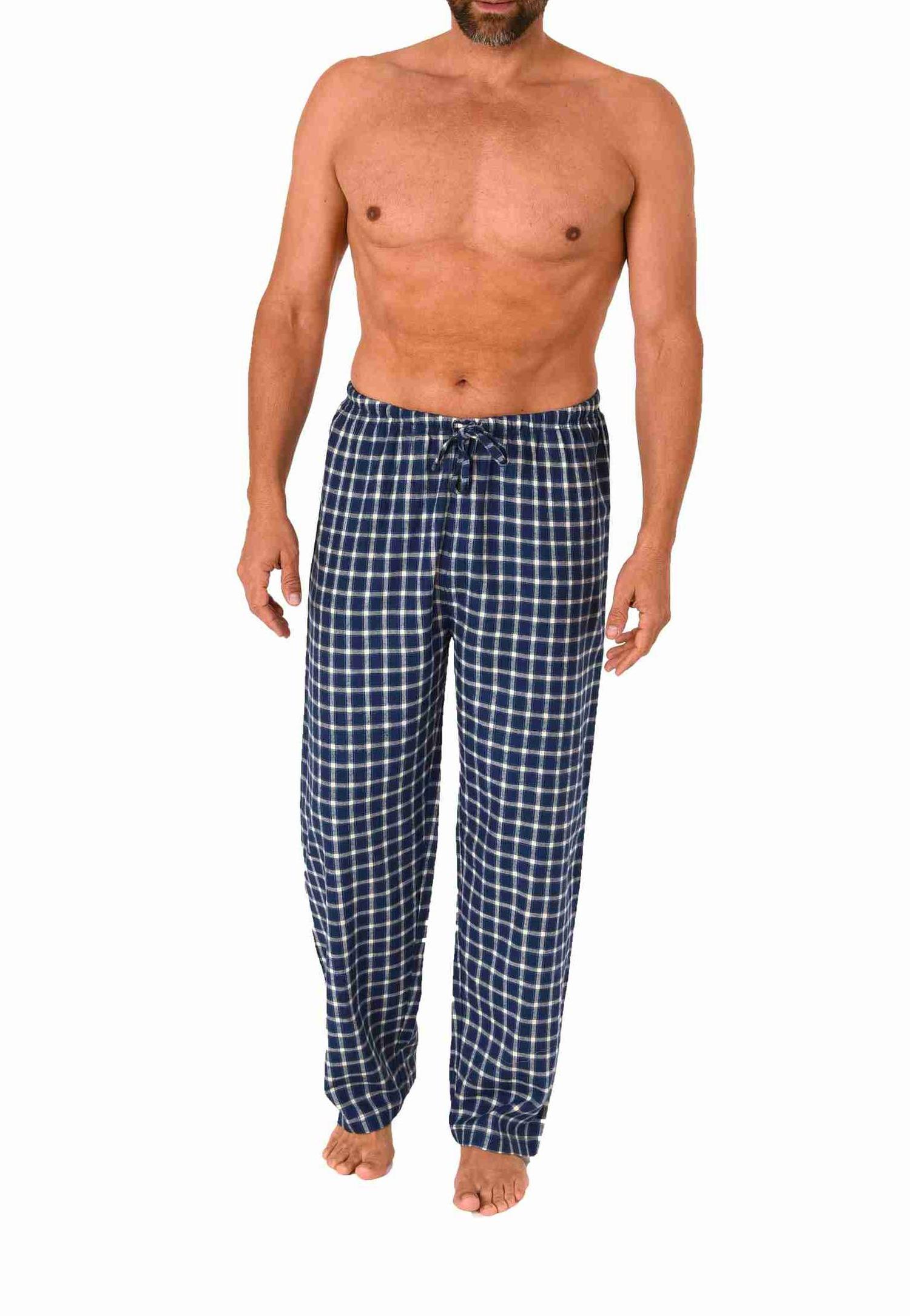 Herren Flanell Schlafanzug Pyjama Hose lang in Karo Optik aus Baumwolle - 222 122 15 870