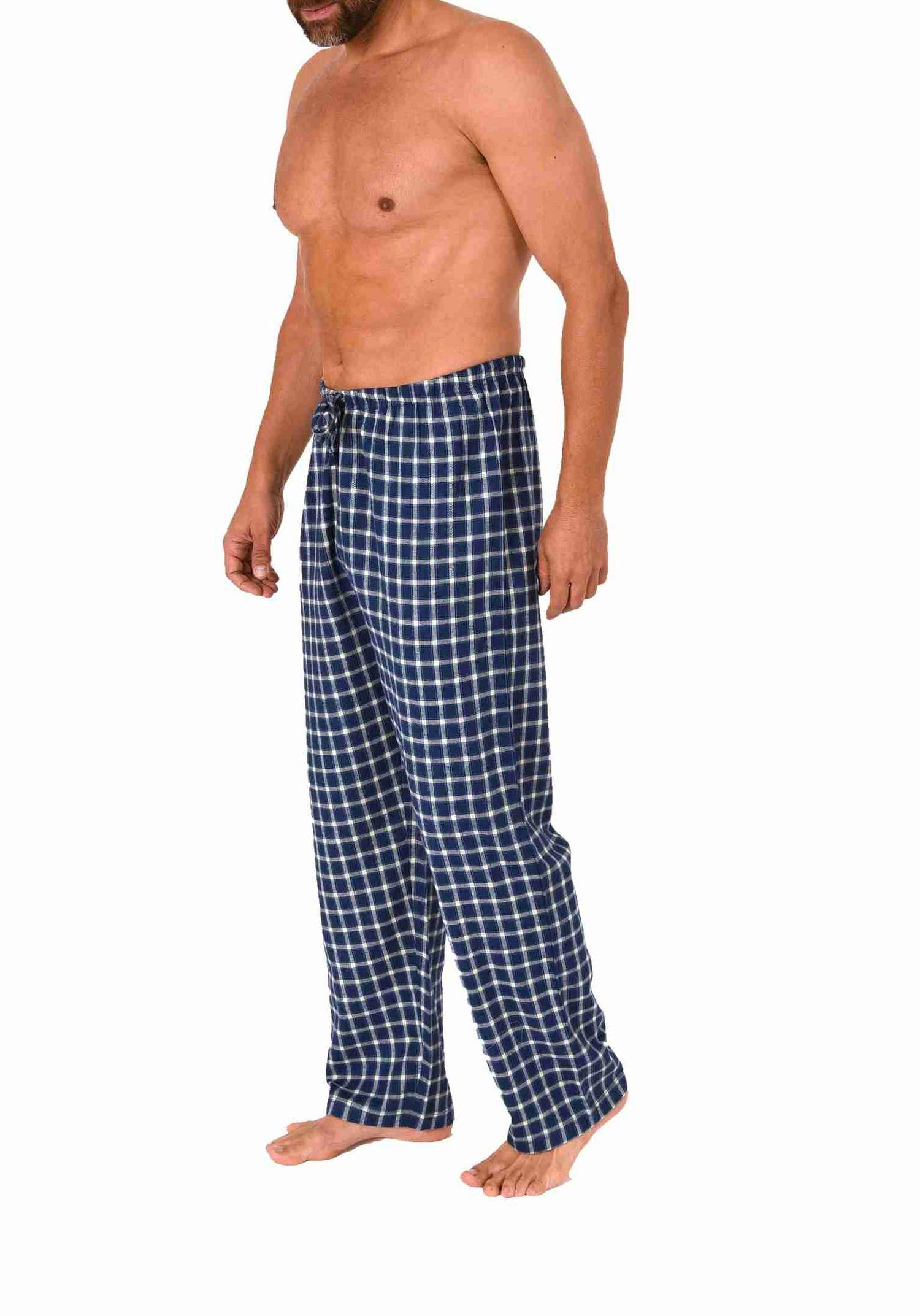 Herren Flanell Schlafanzug Pyjama Hose lang in Karo Optik aus Baumwolle - 222 122 15 870