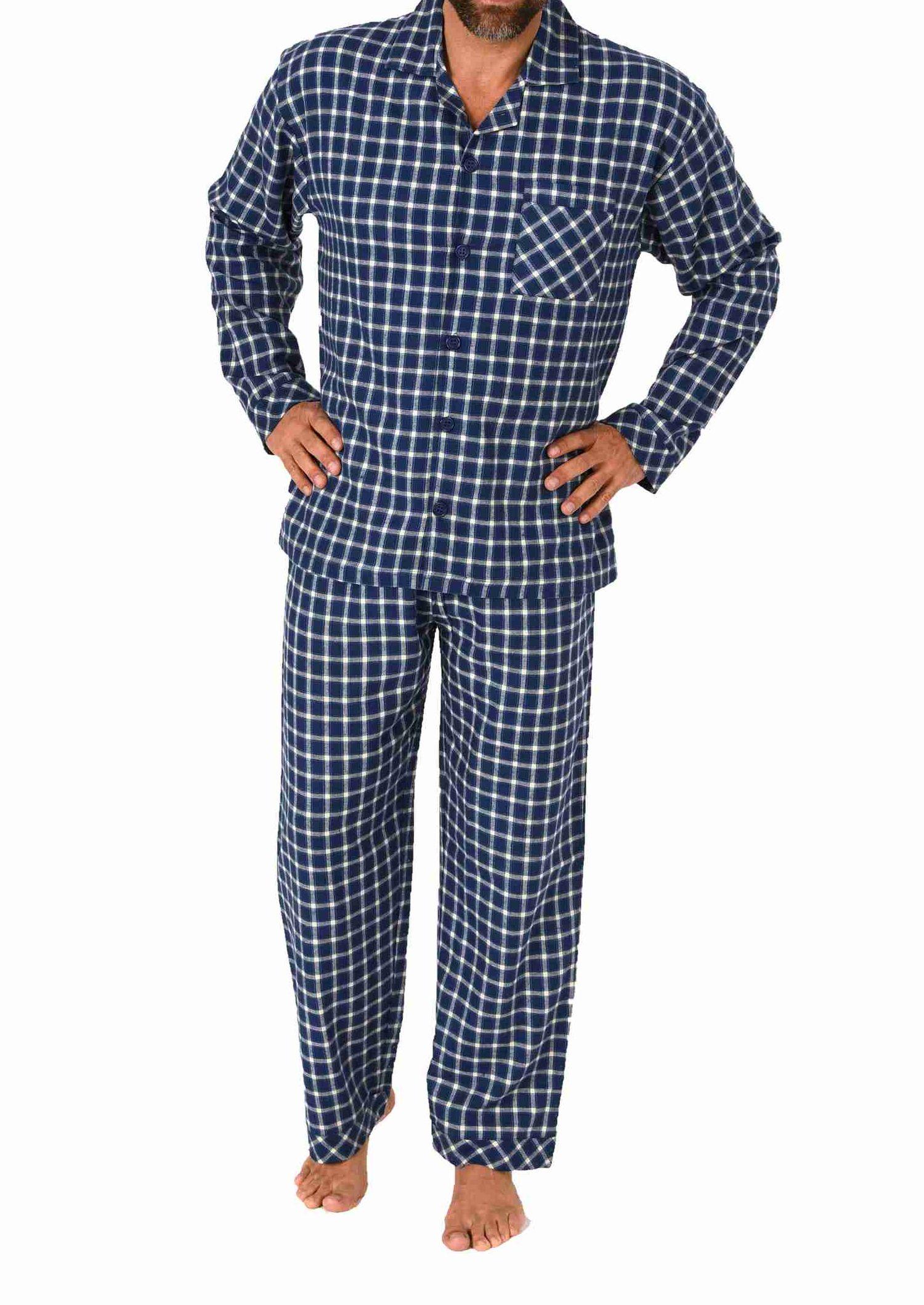 Herren Flanell Pyjama langarm Schlafanzug zum durchknöpfen - 222 101 15 870
