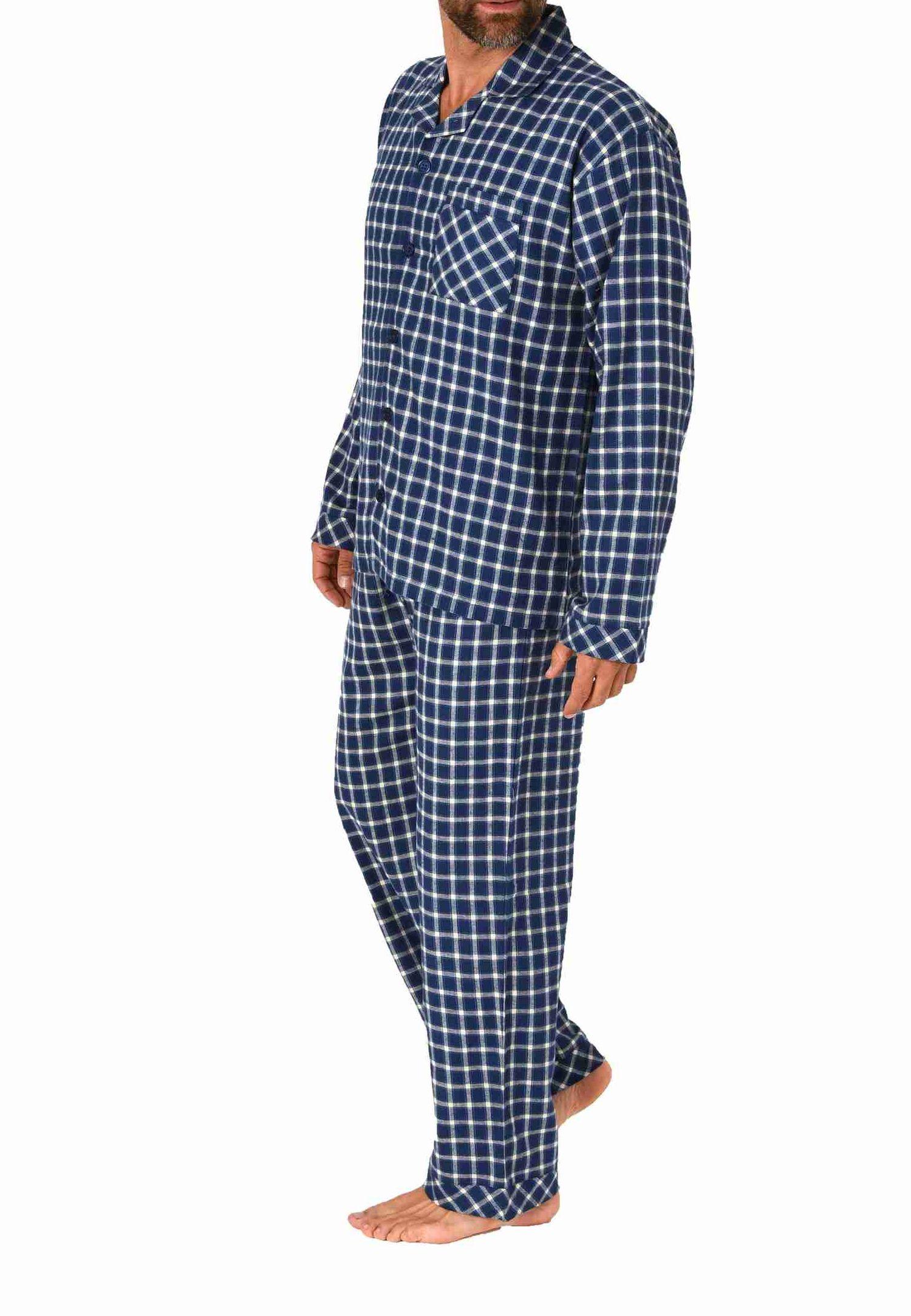 Herren Flanell Pyjama langarm Schlafanzug zum durchknöpfen - 222 101 15 870