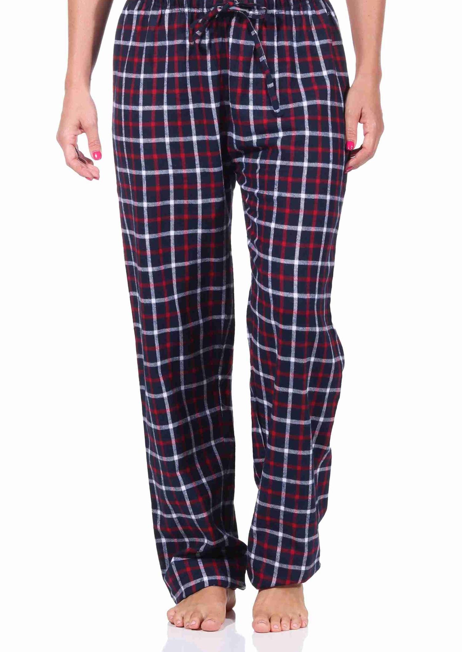 Damen Flanell Schlafanzug Hose kariert aus Baumwolle - 222 222 15 870