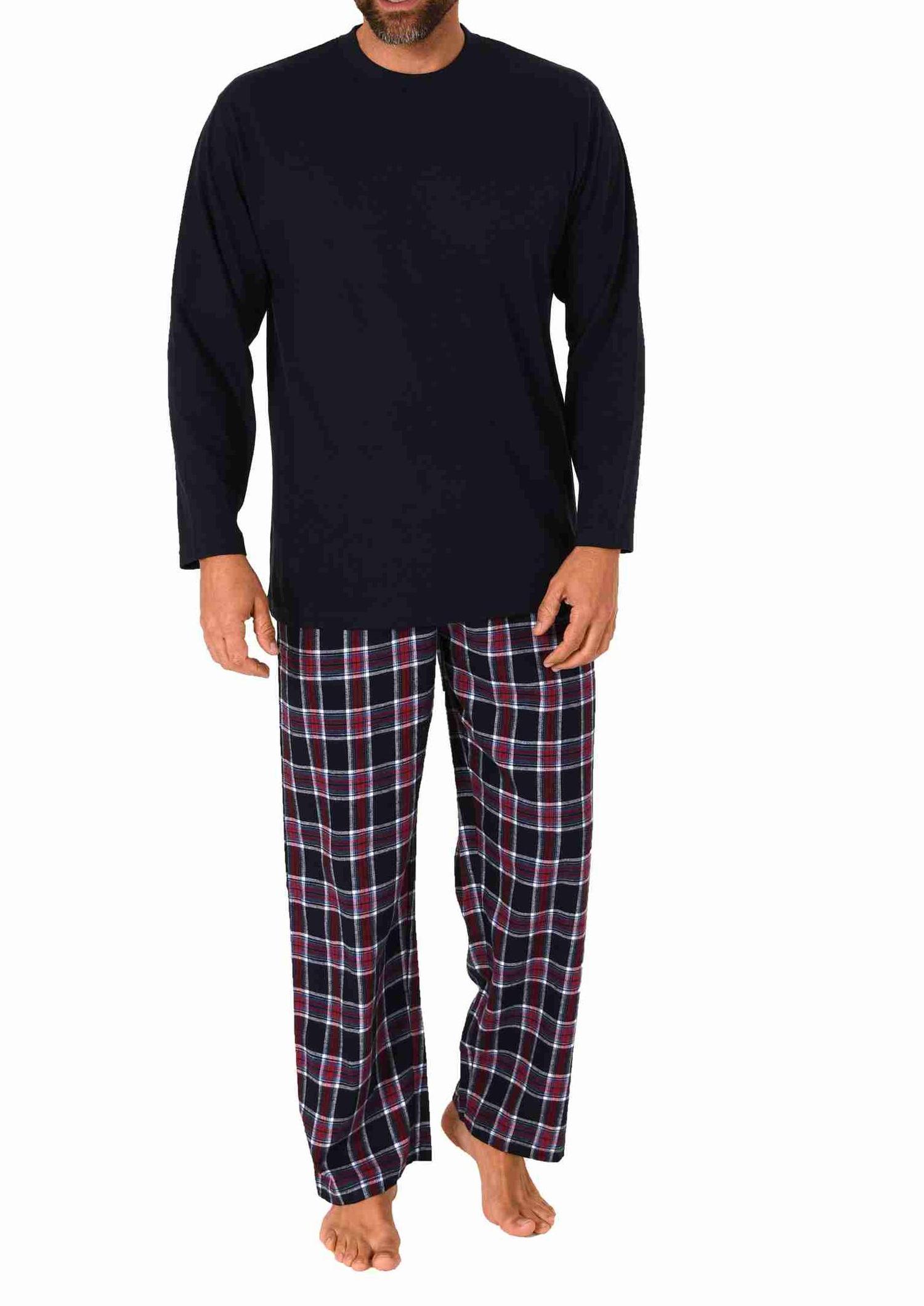 Herren langarm Schlafanzug Pyjama mit karierter Flanell Hose - 222 101 10 873