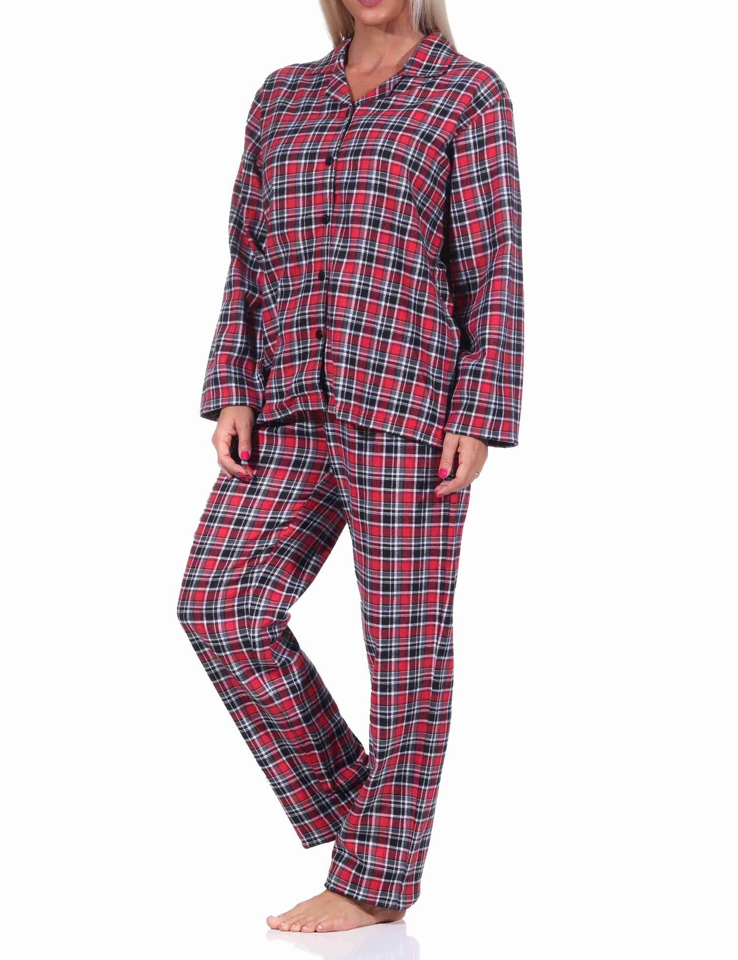 Damen langarm Flanell Schlafanzug Pyjama Set kariert - 222 201 15 870