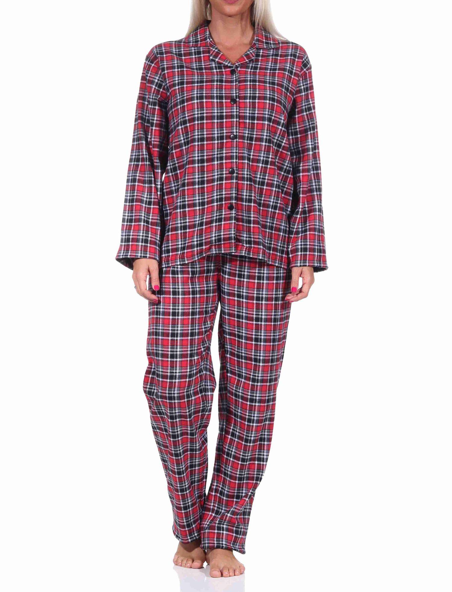 Damen langarm Flanell Schlafanzug Pyjama Set kariert - 222 201 15 870
