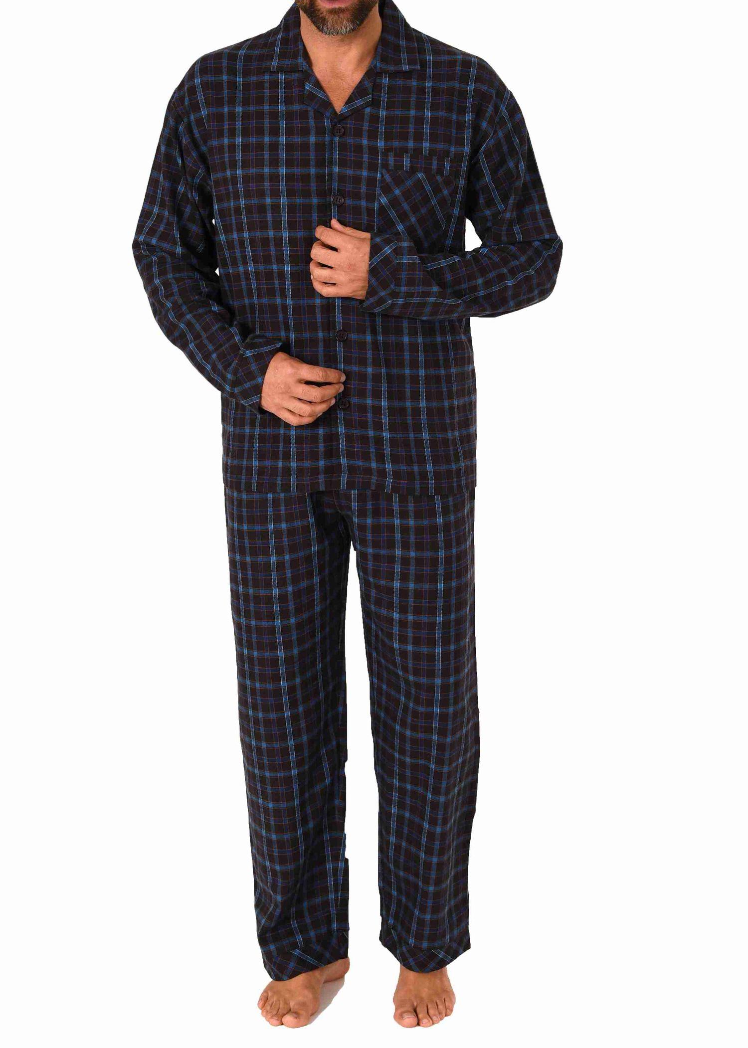 Herren langarm Flanell Pyjama Set Schlafanzug zum durchknöpfen - 222 101 15 871