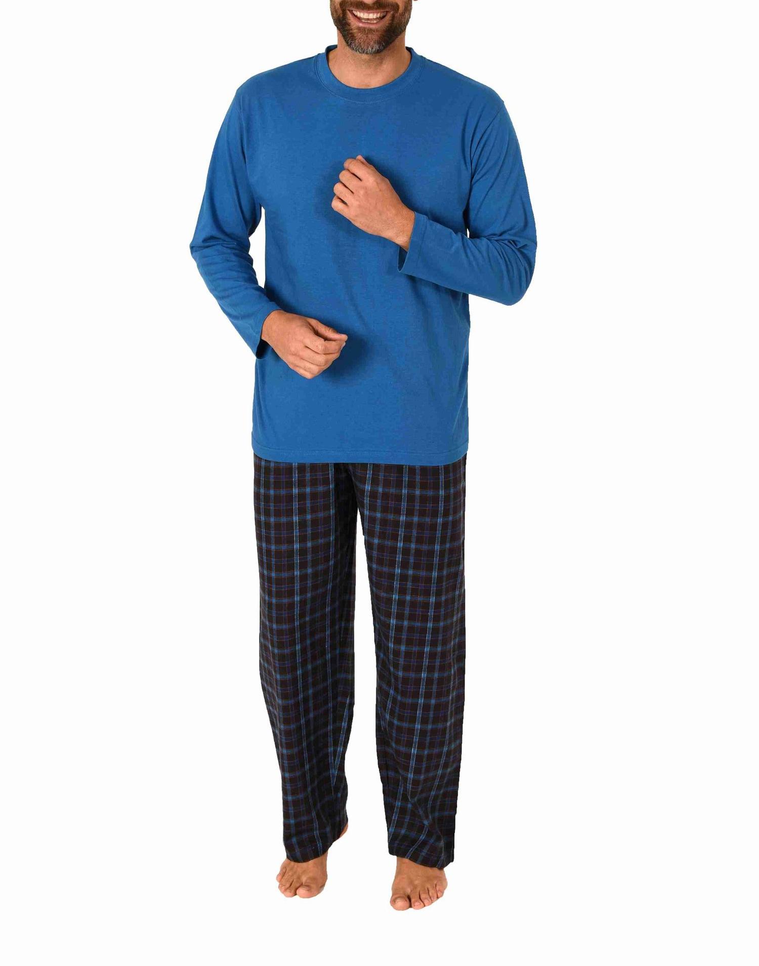 Herren Schlafanzug lang Pyjama Set mit Flanell Hose - 222 101 10 871