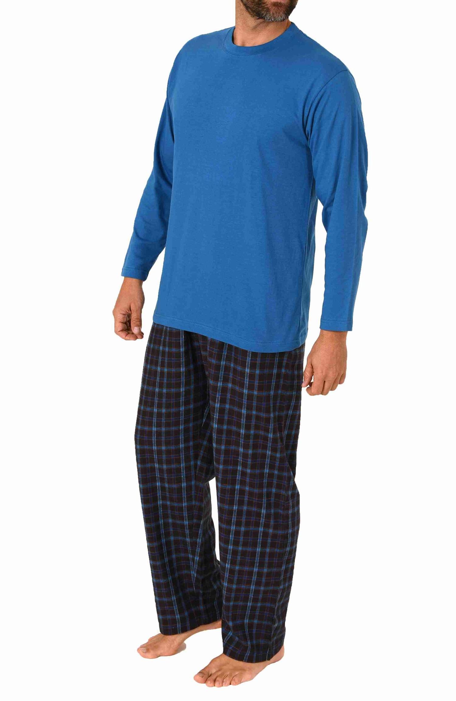 Herren Schlafanzug lang Pyjama Set mit Flanell Hose - 222 101 10 871