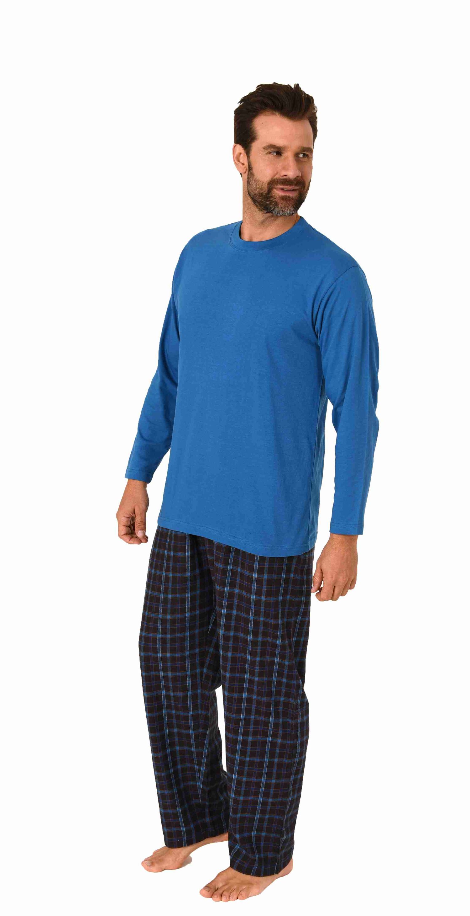 Herren Schlafanzug lang Pyjama Set mit Flanell Hose - 222 101 10 871