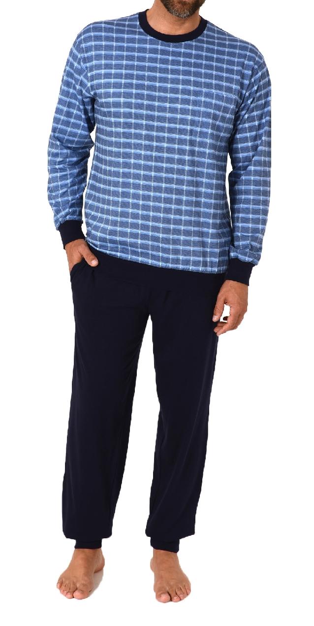 Herren Schlafanzug Pyjama mit Bündchen in Karo Optik - auch in Übergrössen - 122 101 502