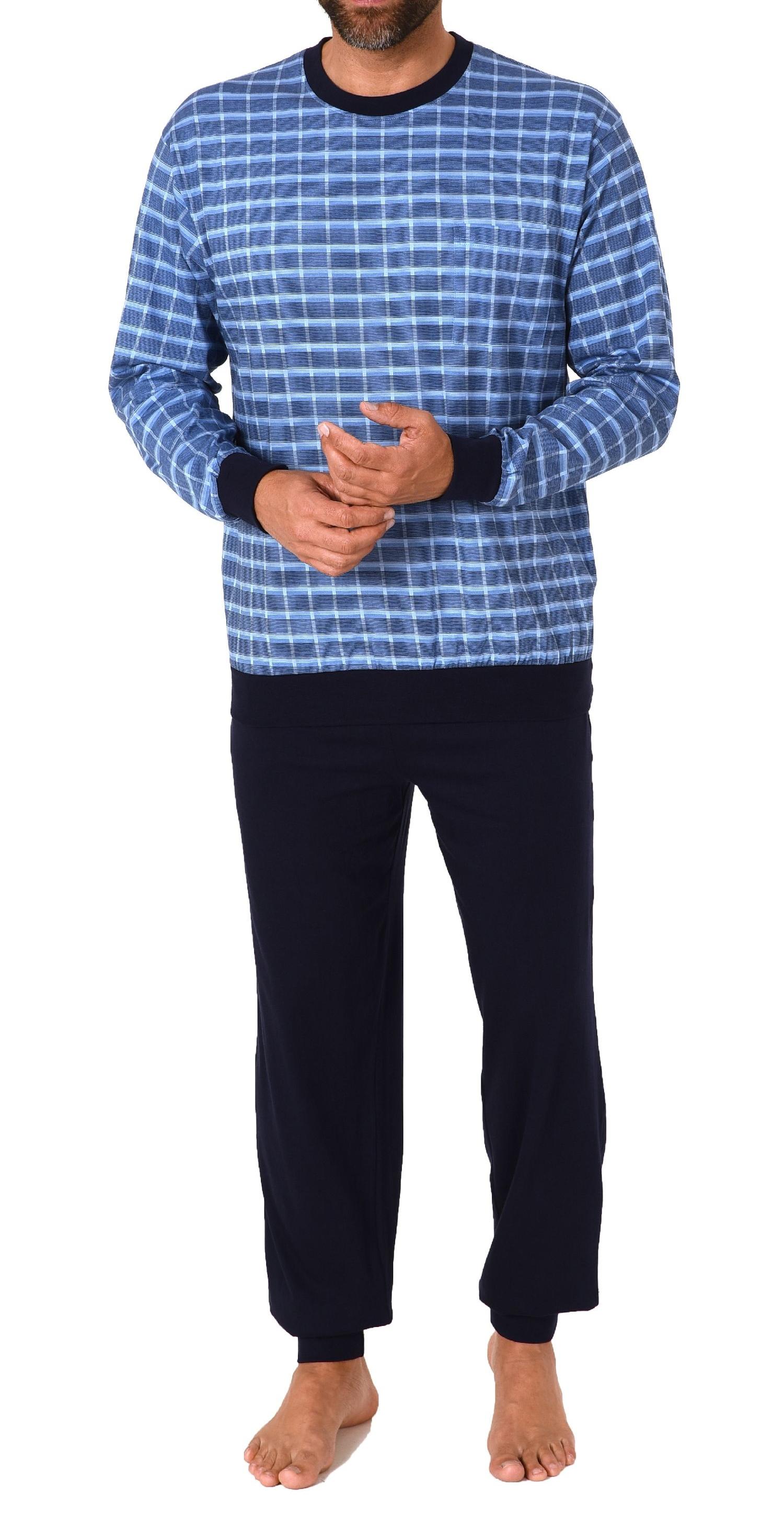 Herren Schlafanzug Pyjama mit Bündchen in Karo Optik - auch in Übergrössen - 122 101 502